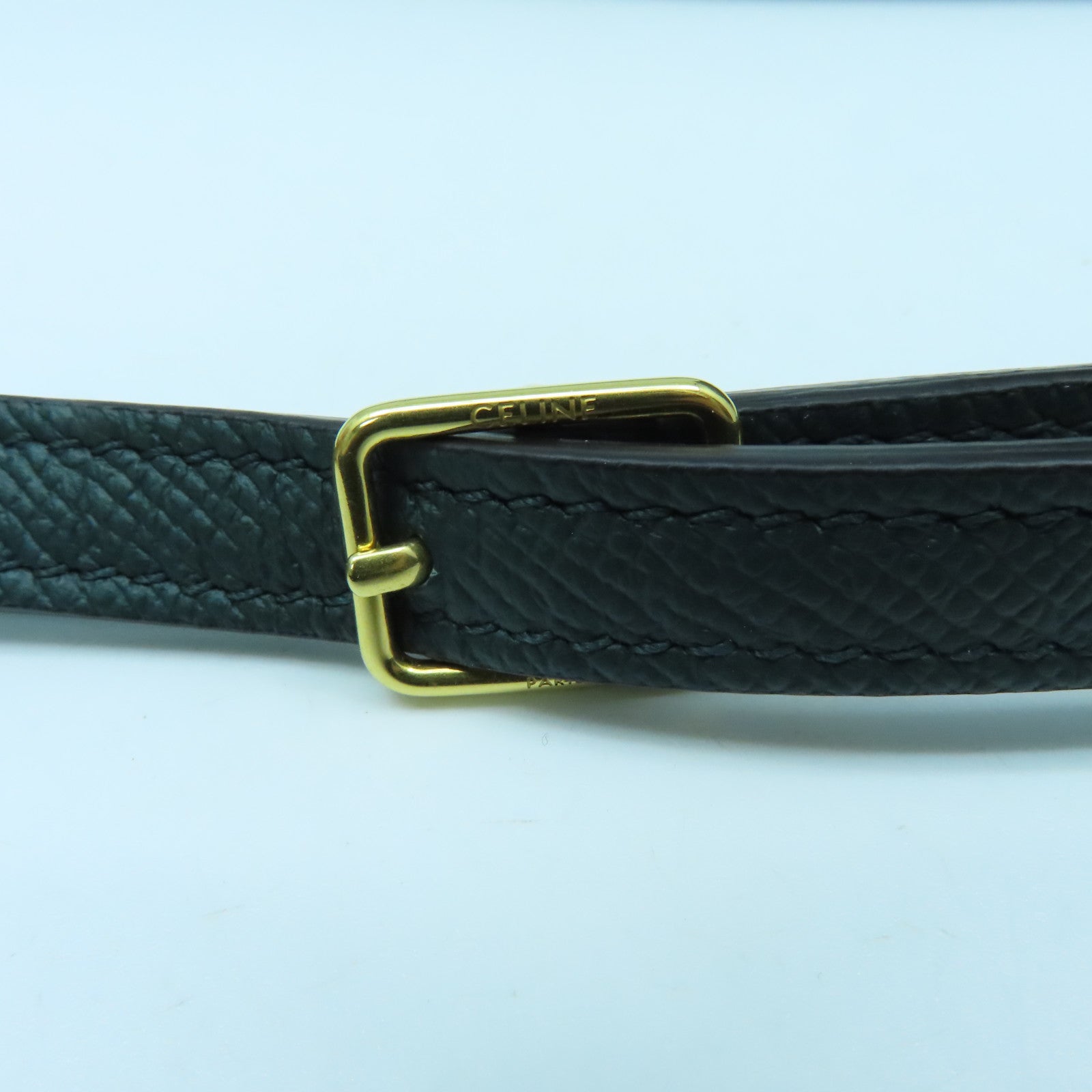 CELINE 牛皮皮革Shoulder Bag金扣手挽肩背兩用袋綠色