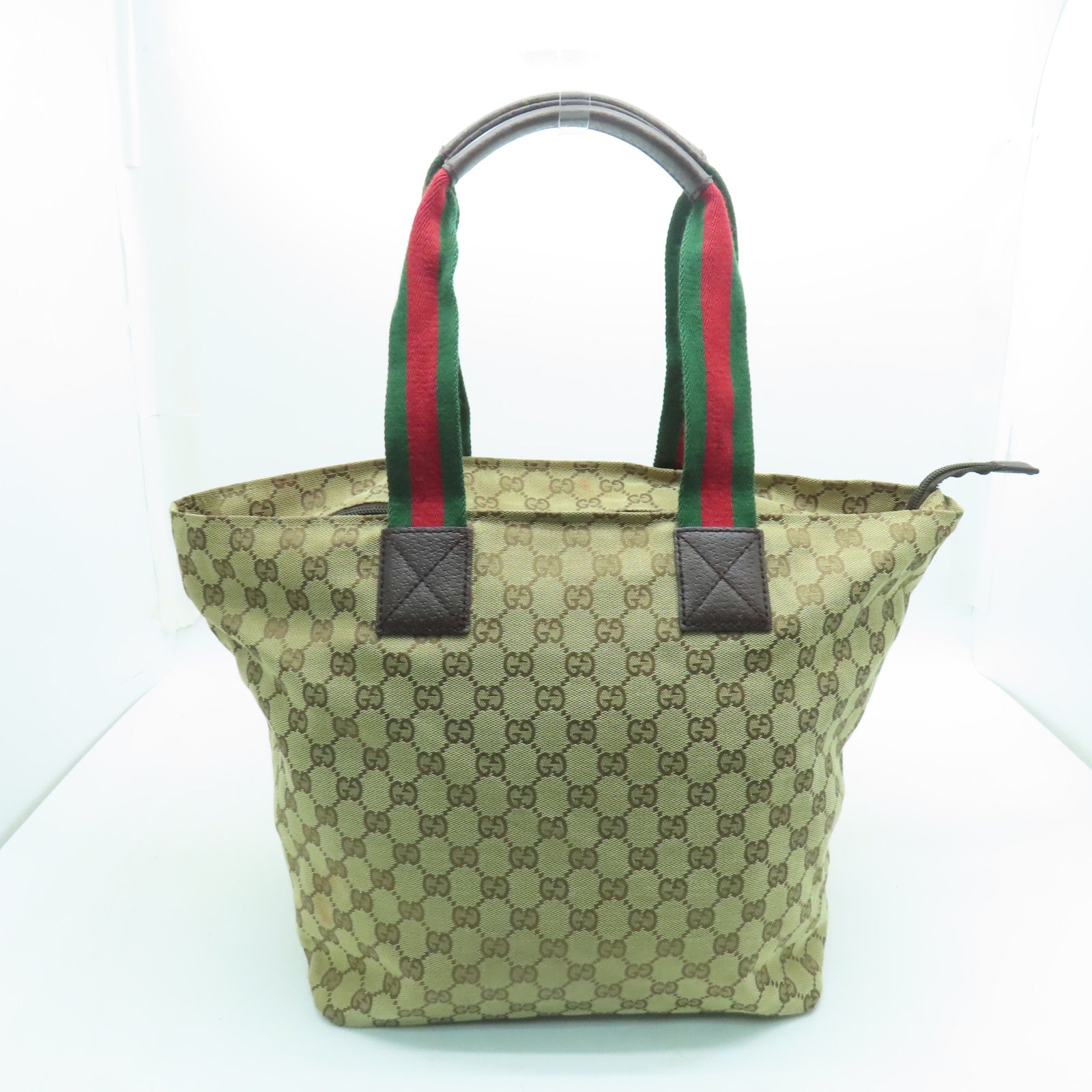 GUCCI 帆布Tote Bag銀扣手挽袋啡色
