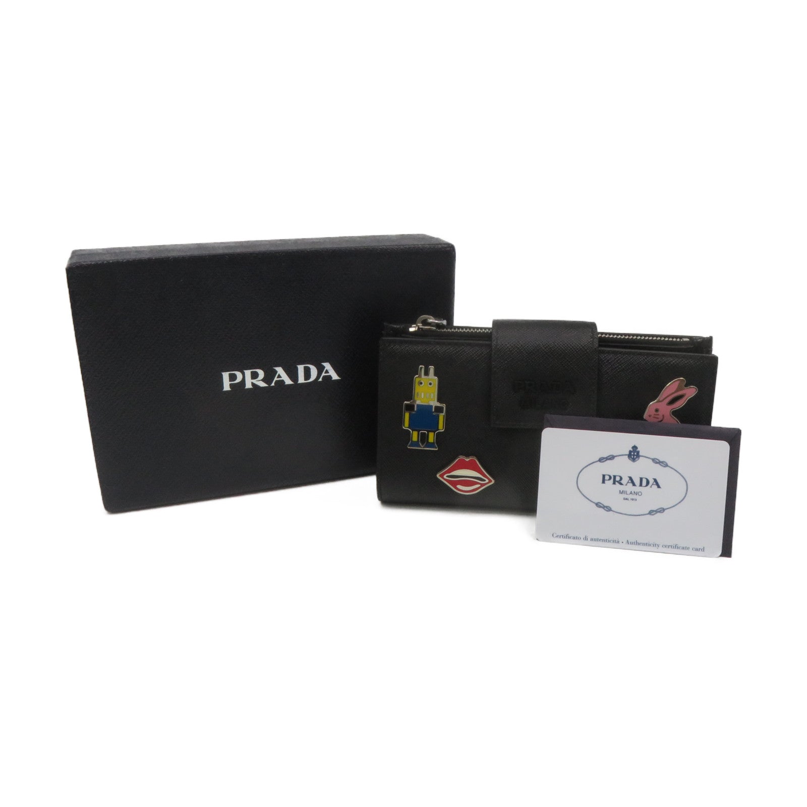 PRADA Saffiano Leather Middle Wallet Black