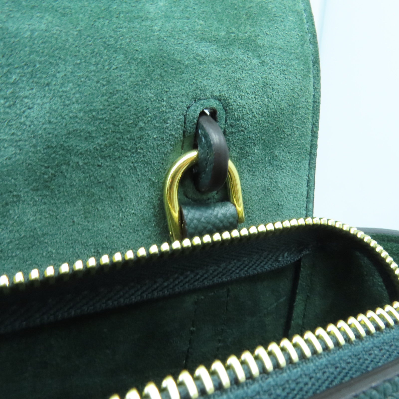 CELINE 牛皮皮革Shoulder Bag金扣手挽肩背兩用袋綠色