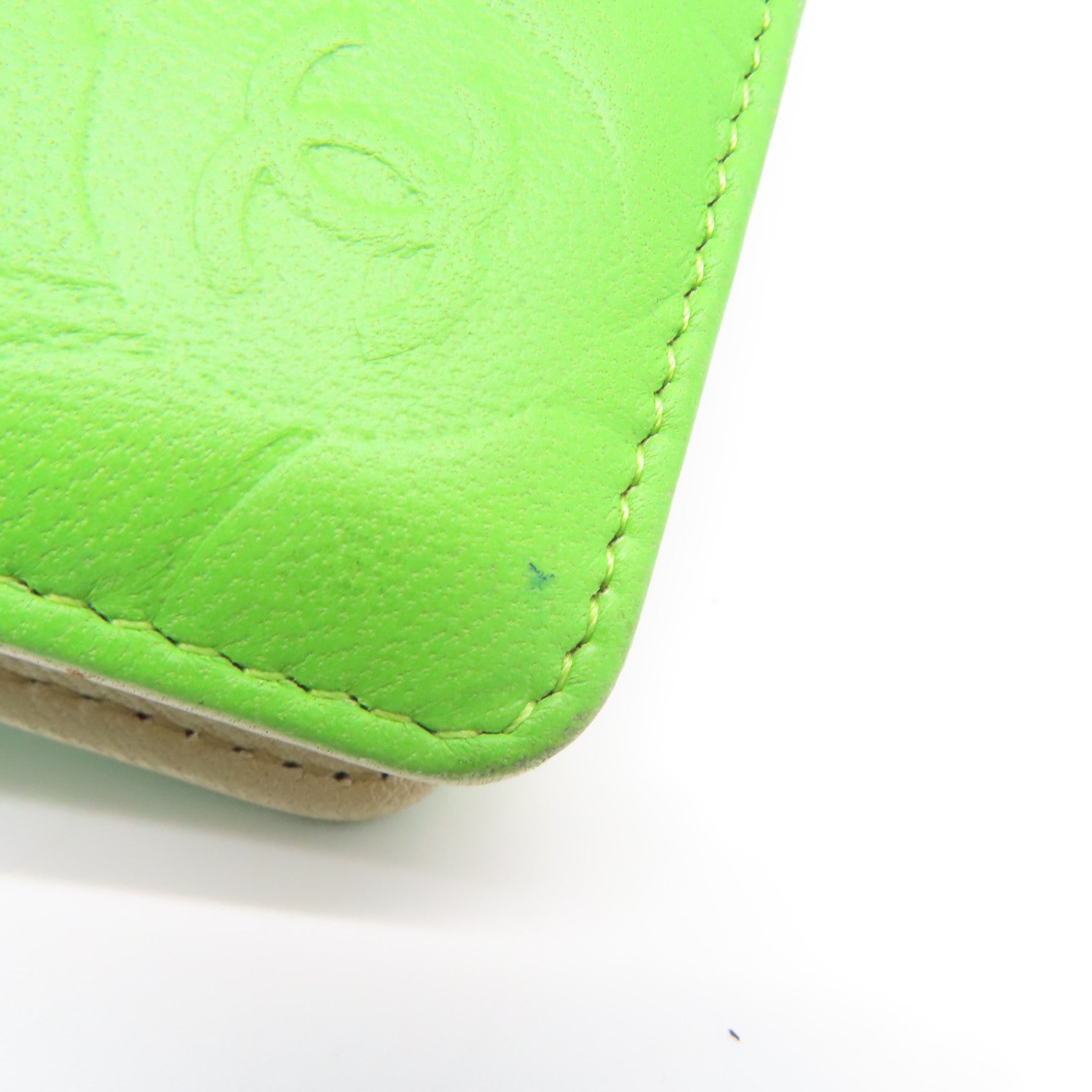 CHANEL 羊皮皮革Wallet金扣长钱包绿色