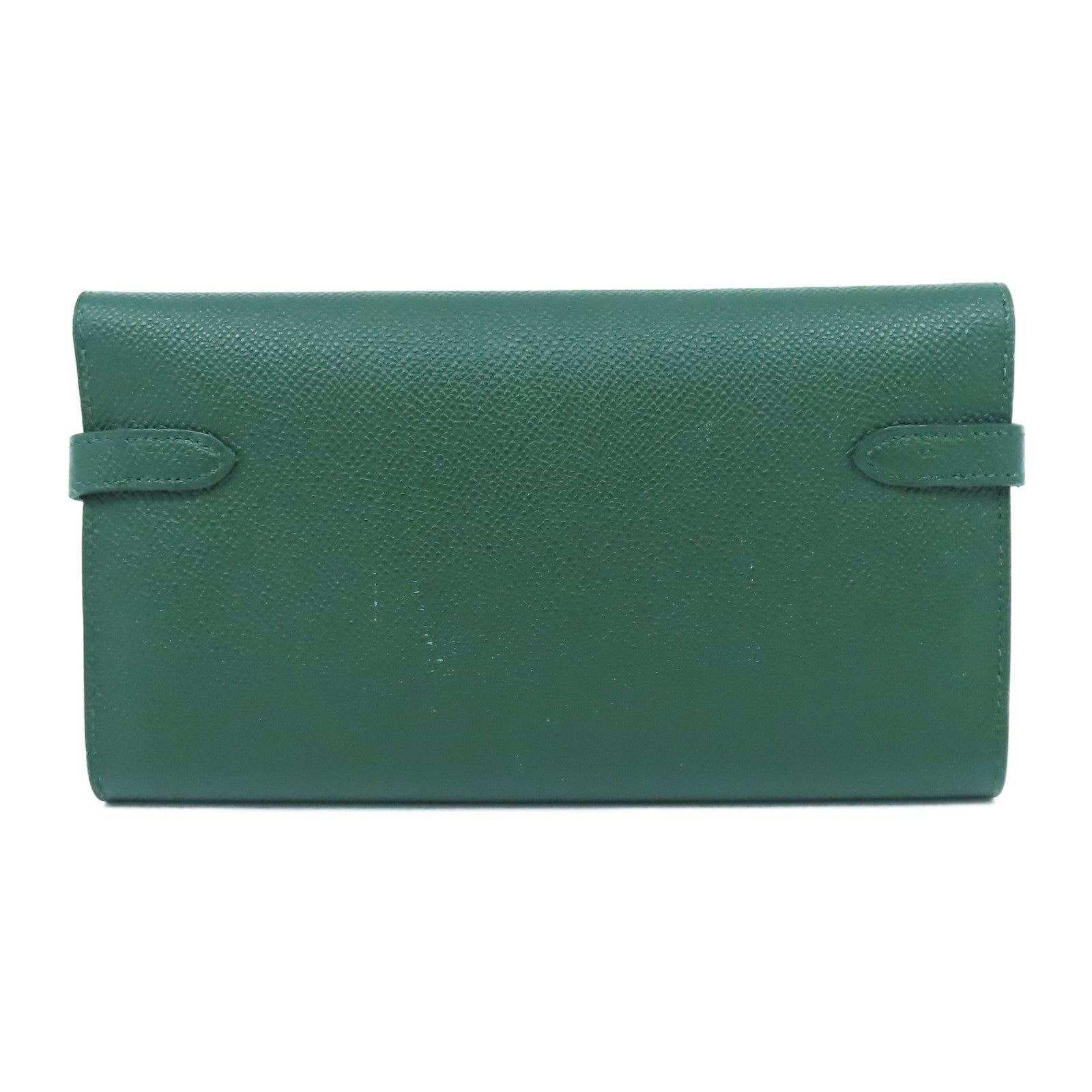 HERMES Epsom皮革Kelly Wallet金扣長錢包Vert Fonce祖母綠