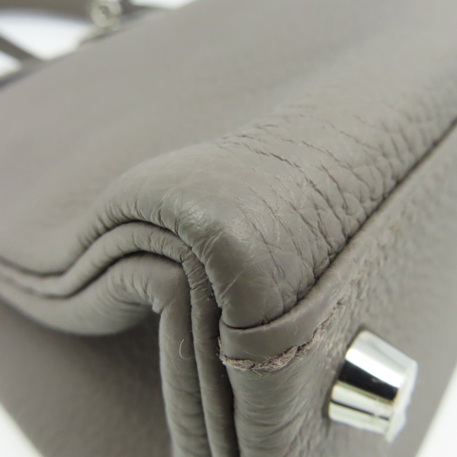 HERMES Togo皮革Kelly 28 2Way Hand Bag銀扣手挽肩背兩用袋錫灰色