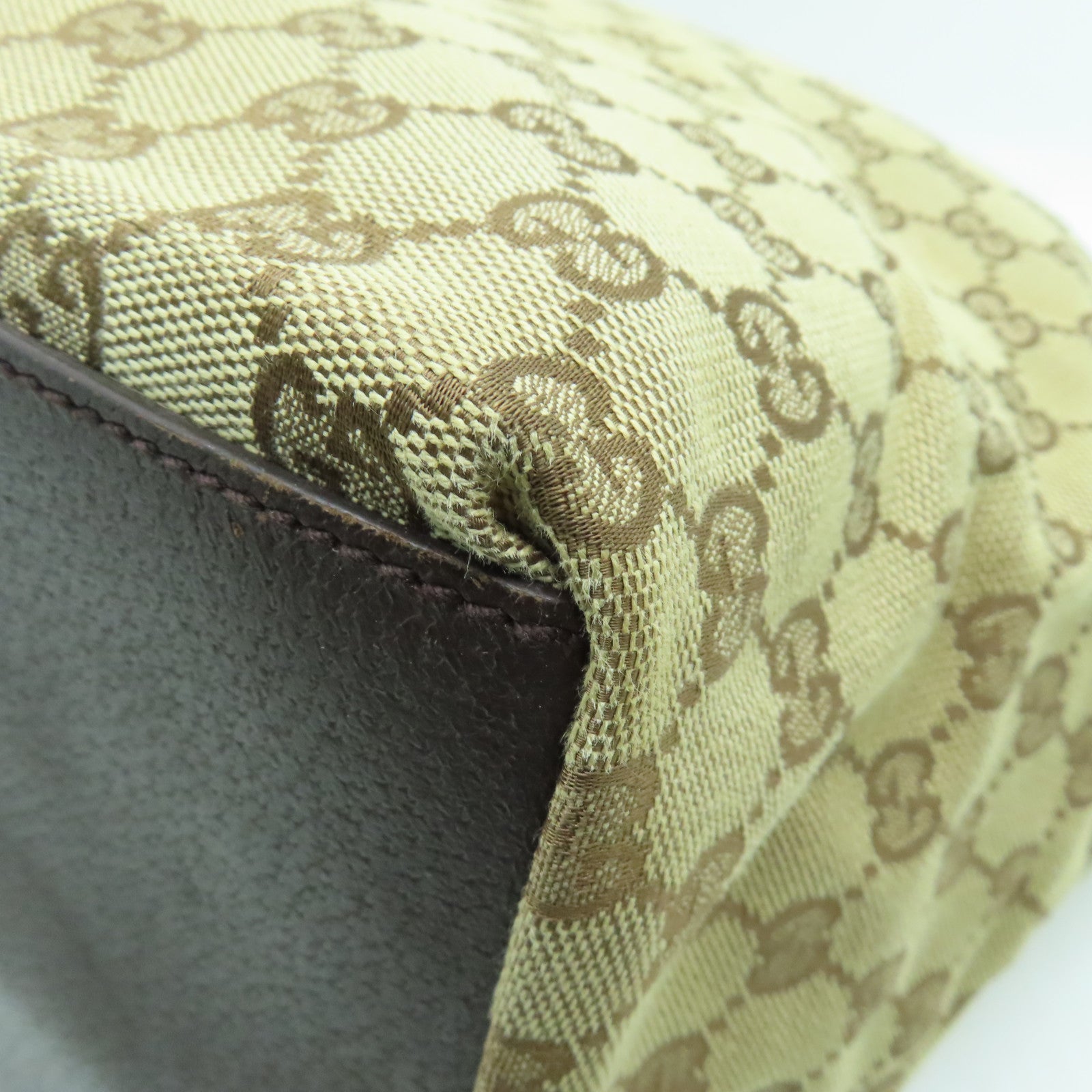GUCCI 帆布Tote Bag銀扣手挽袋啡色