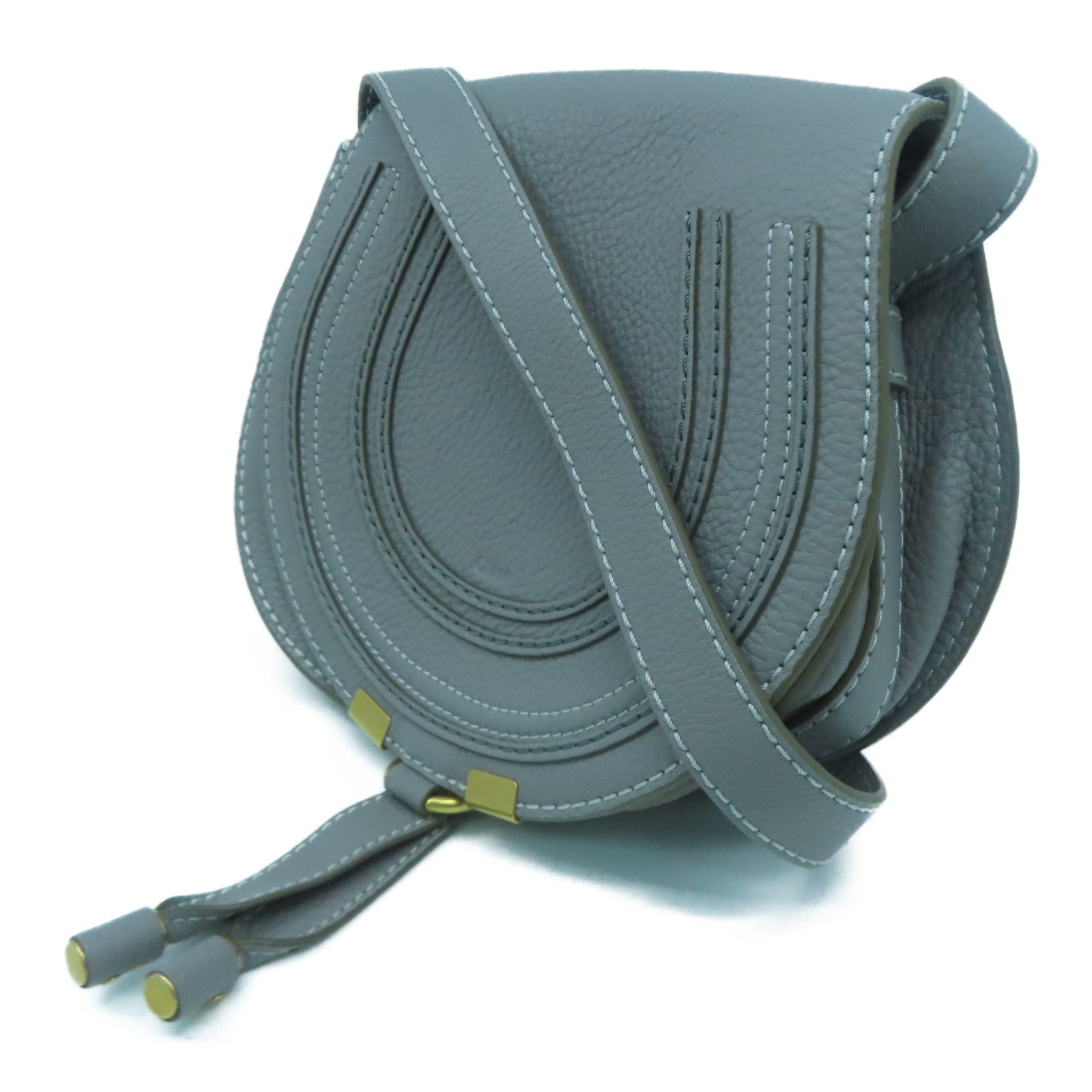 Chloe 牛皮皮革Shoulder Bag金扣肩背袋灰色