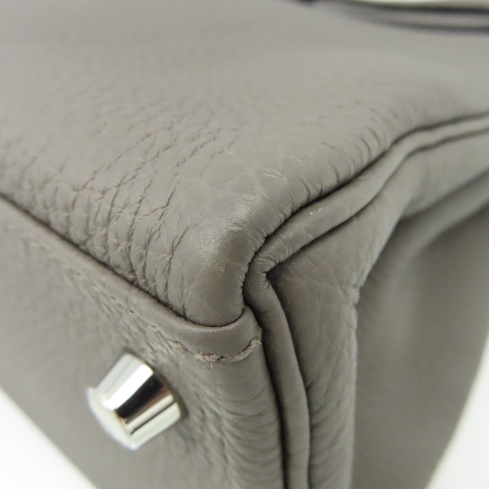 HERMES Togo皮革Kelly 28 2Way Hand Bag銀扣手挽肩背兩用袋錫灰色