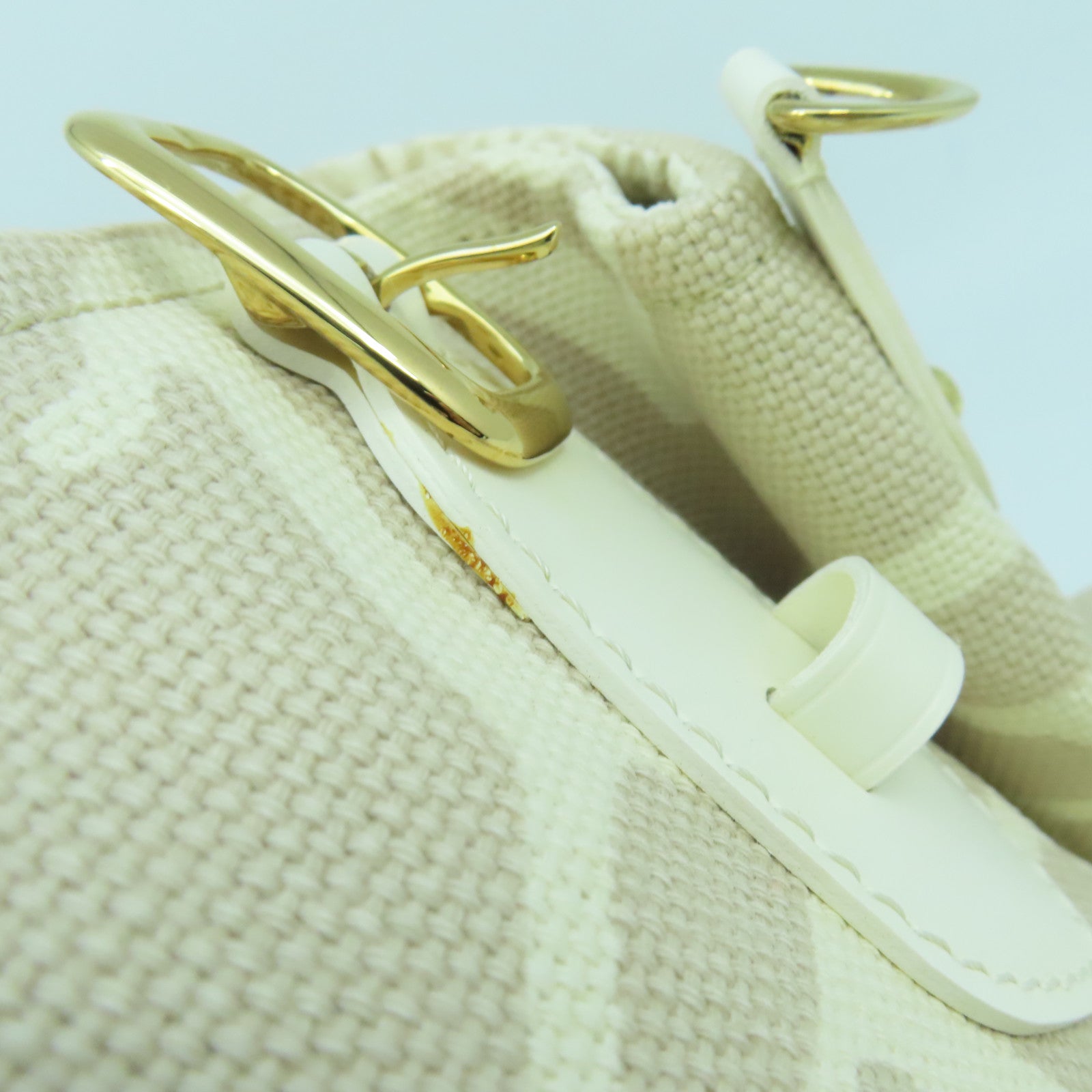 LOUIS VUITTON 帆布/皮革Tahitienne PM金扣手挽袋米色