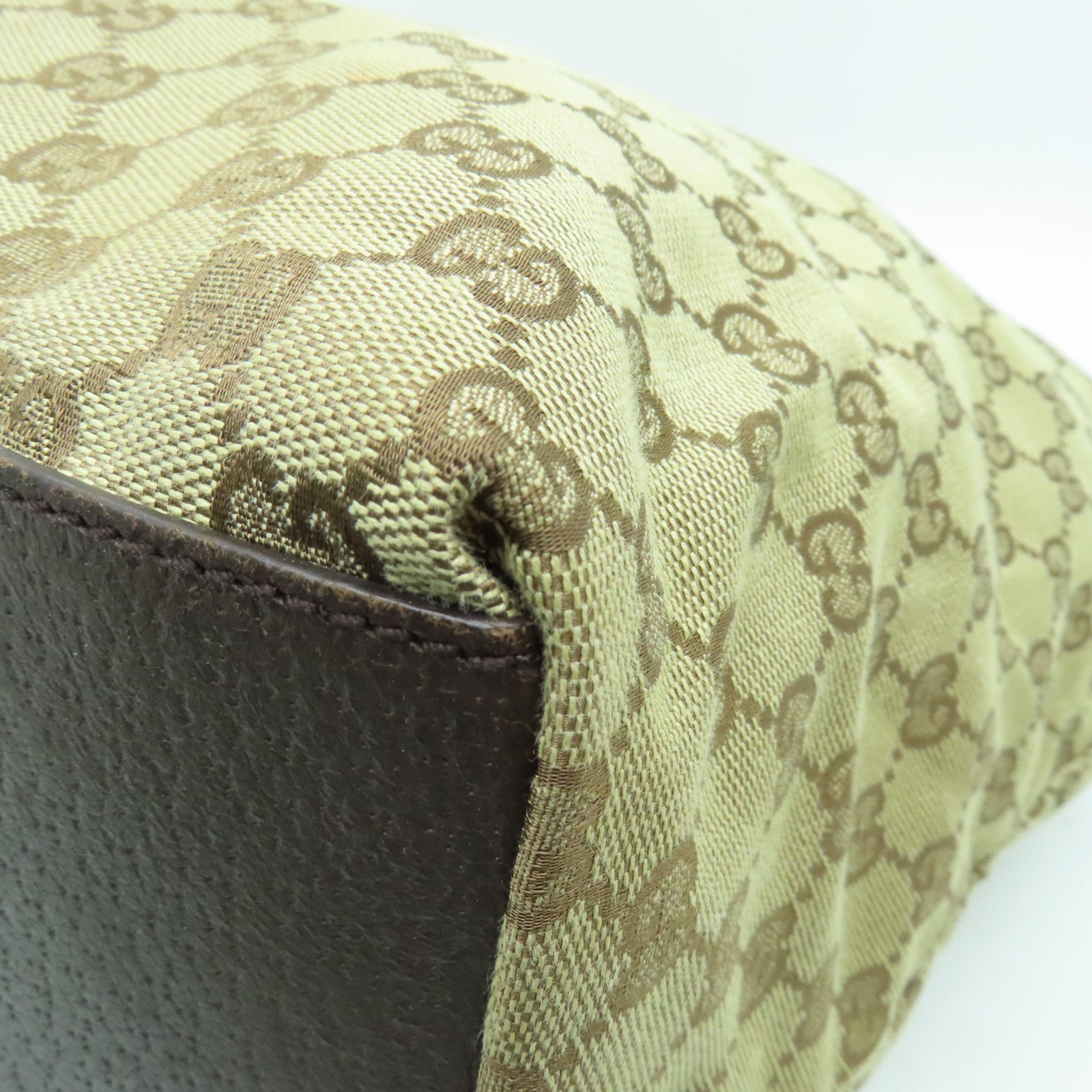 GUCCI 帆布Tote Bag銀扣手挽袋啡色