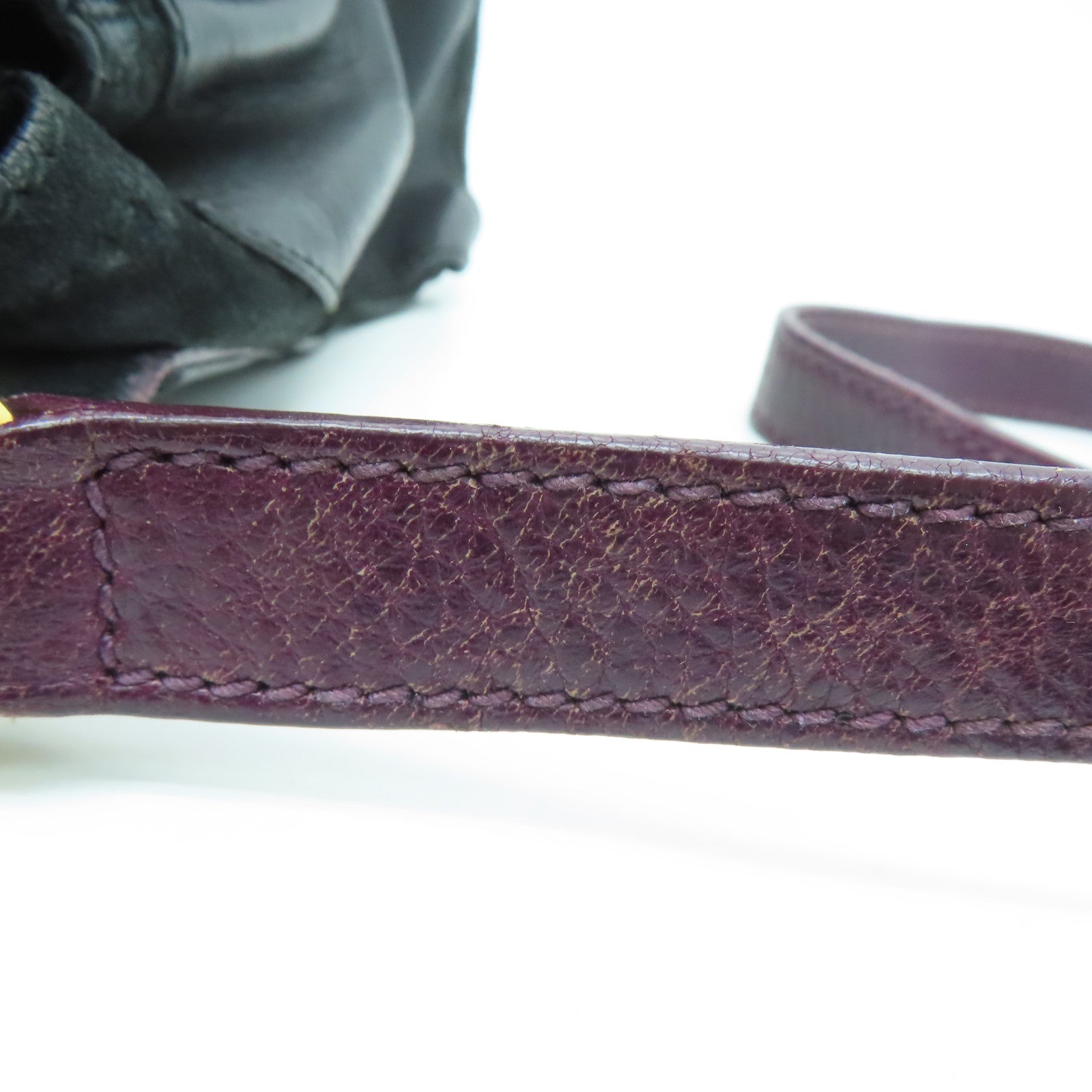 YVES SAINT LAURENT 【激減優惠】牛皮皮革Shoulder Bag手挽肩背兩用袋紫色/黑色