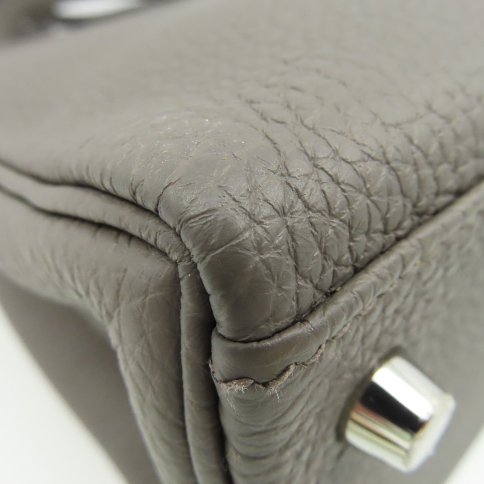 HERMES Togo皮革Kelly 28 2Way Hand Bag銀扣手挽肩背兩用袋錫灰色