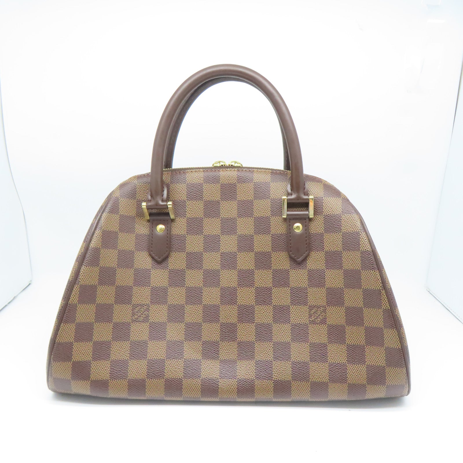 LOUIS VUITTON Damier Ribera MM金扣手挽袋啡色