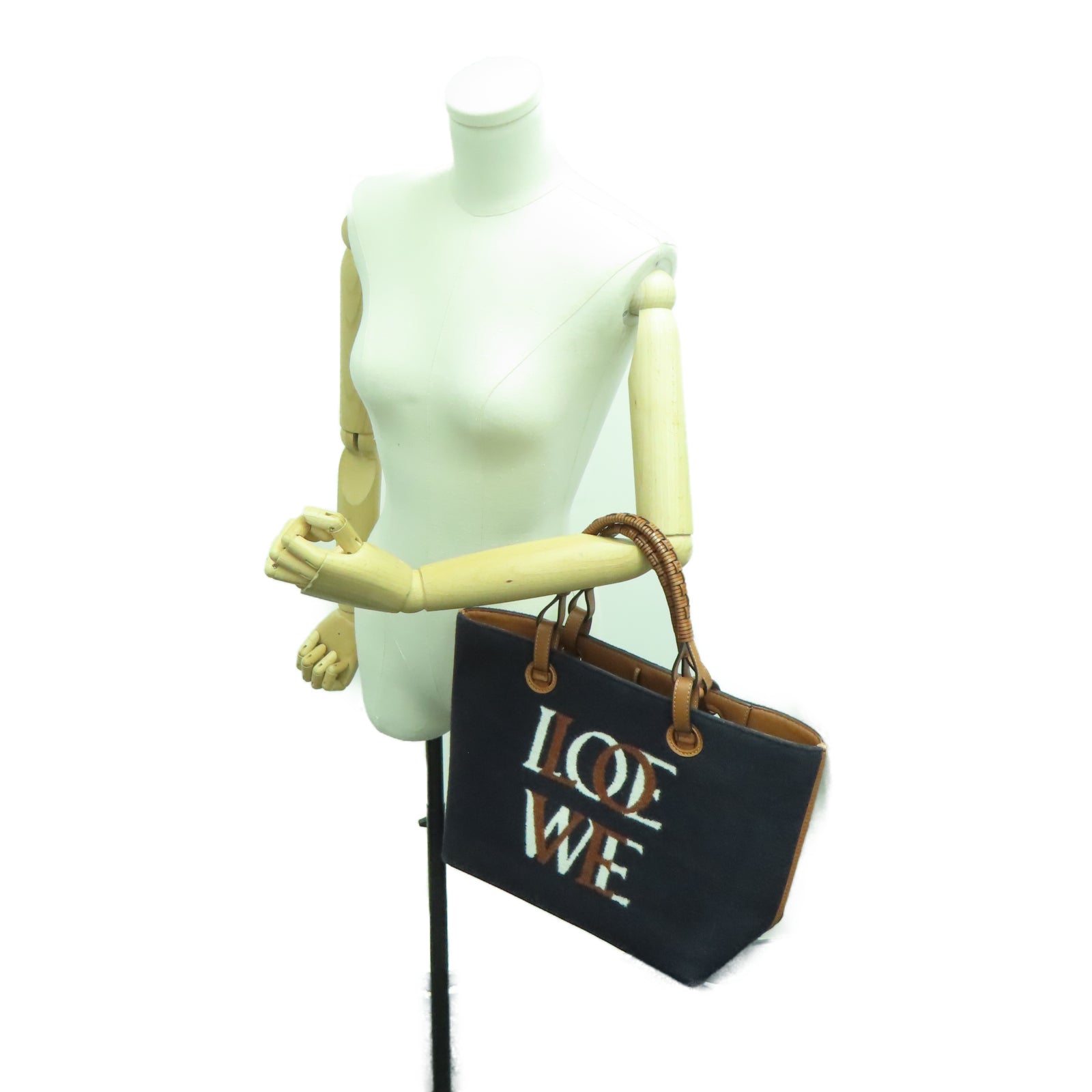LOEWE Velvet/Cow Leather Anagram Shoulder Bag Black/Brown
