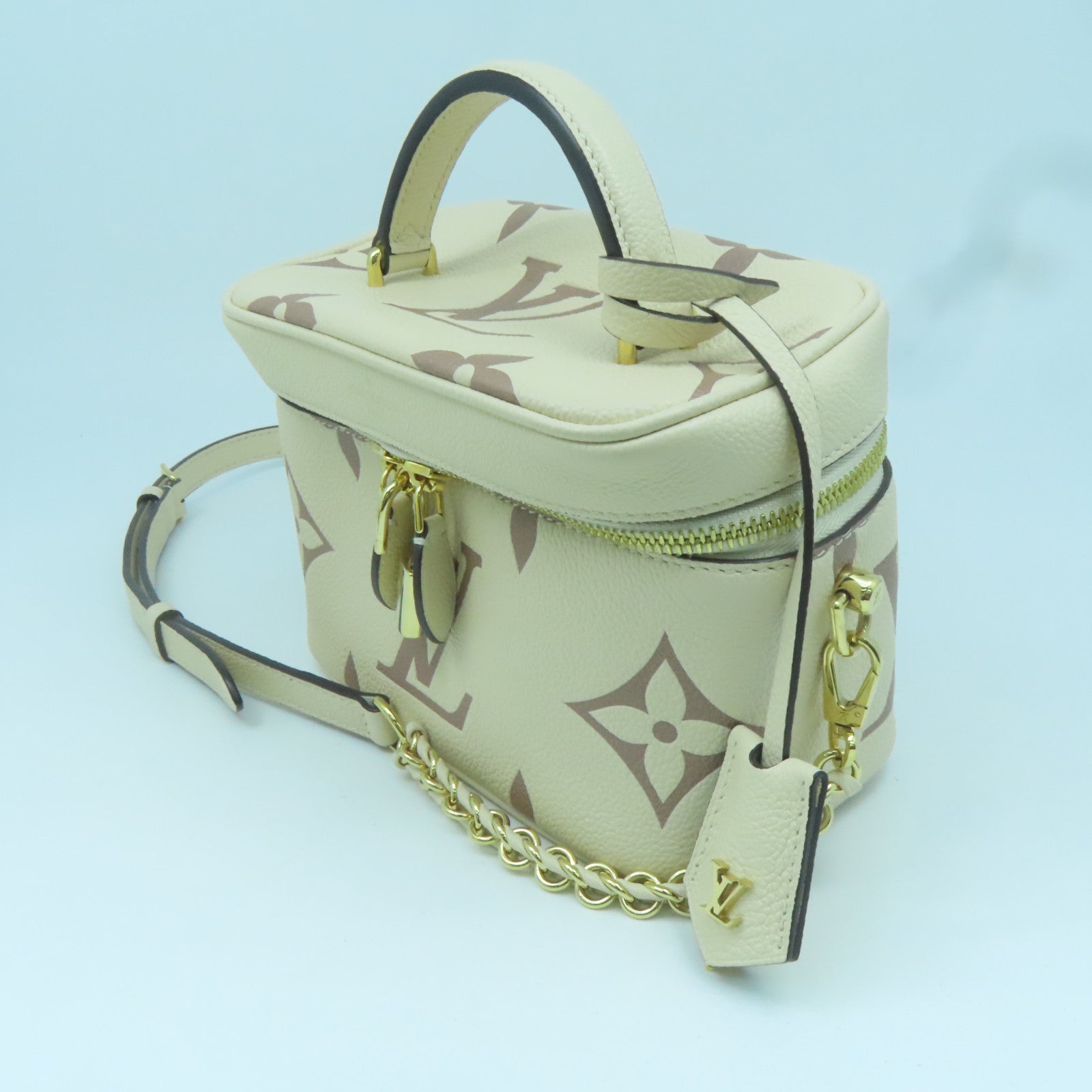 LOUIS VUITTON Empreinte Vanity PM金扣手挽肩背兩用袋米色