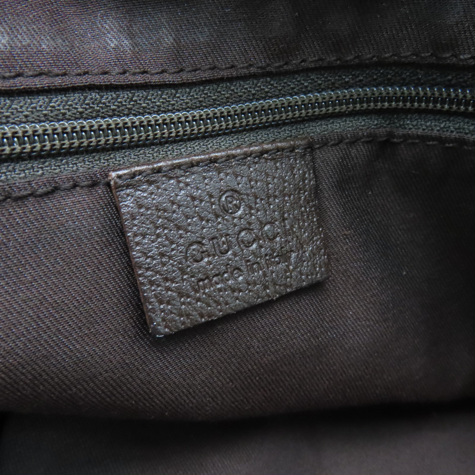 GUCCI Canvas Tote Bag Gold Buckle Handle Shoulder Bag Brown