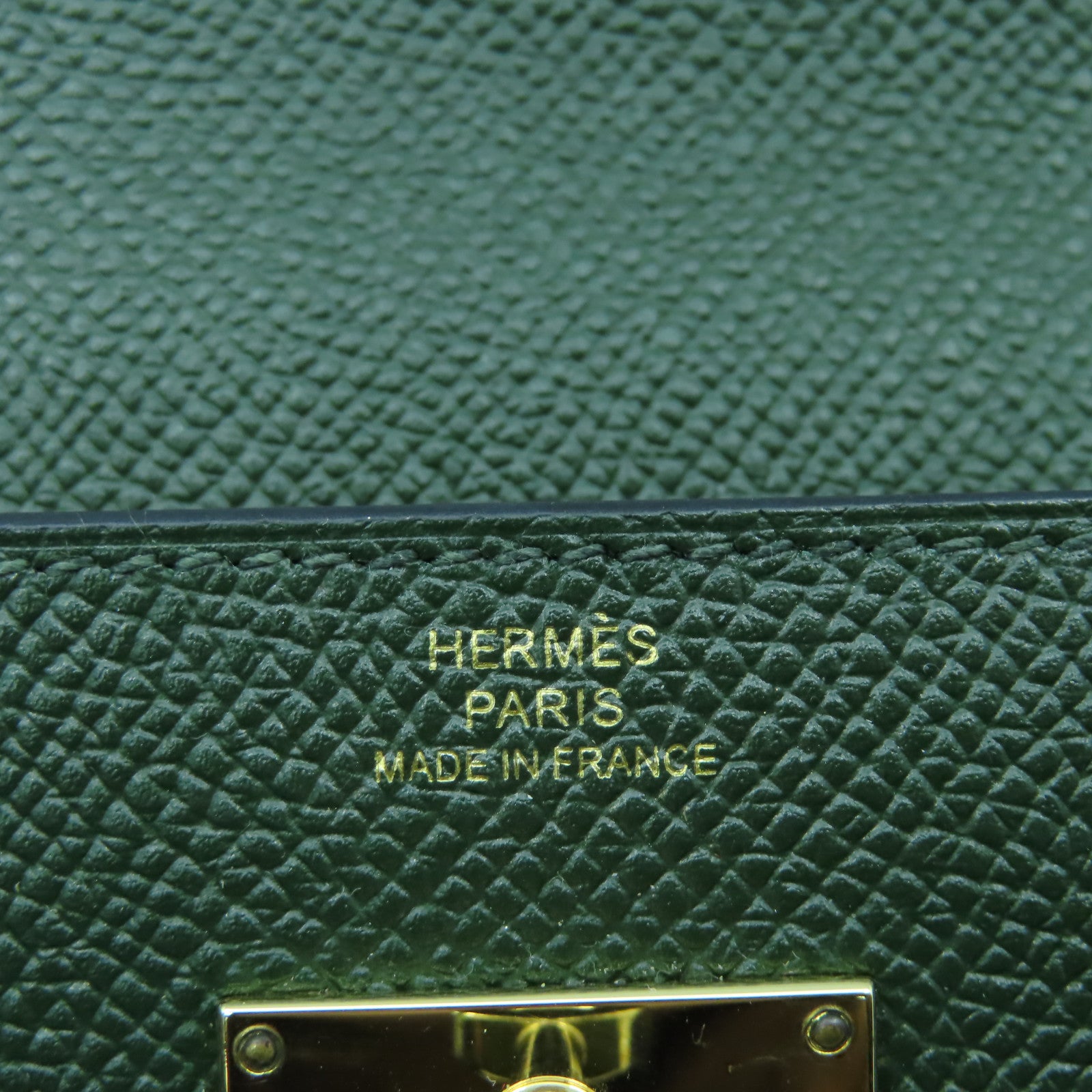 HERMES Epsom皮革Kelly Wallet金扣長錢包Vert Fonce祖母綠