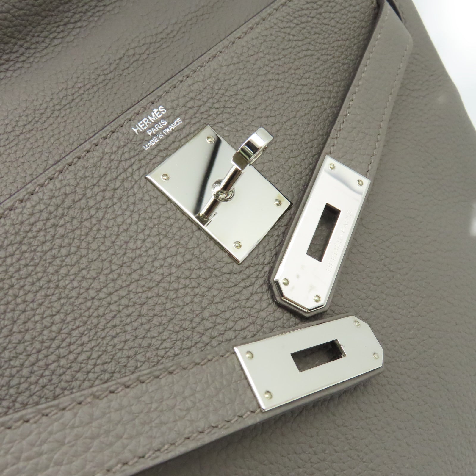 HERMES Togo皮革Kelly 28 2Way Hand Bag銀扣手挽肩背兩用袋錫灰色