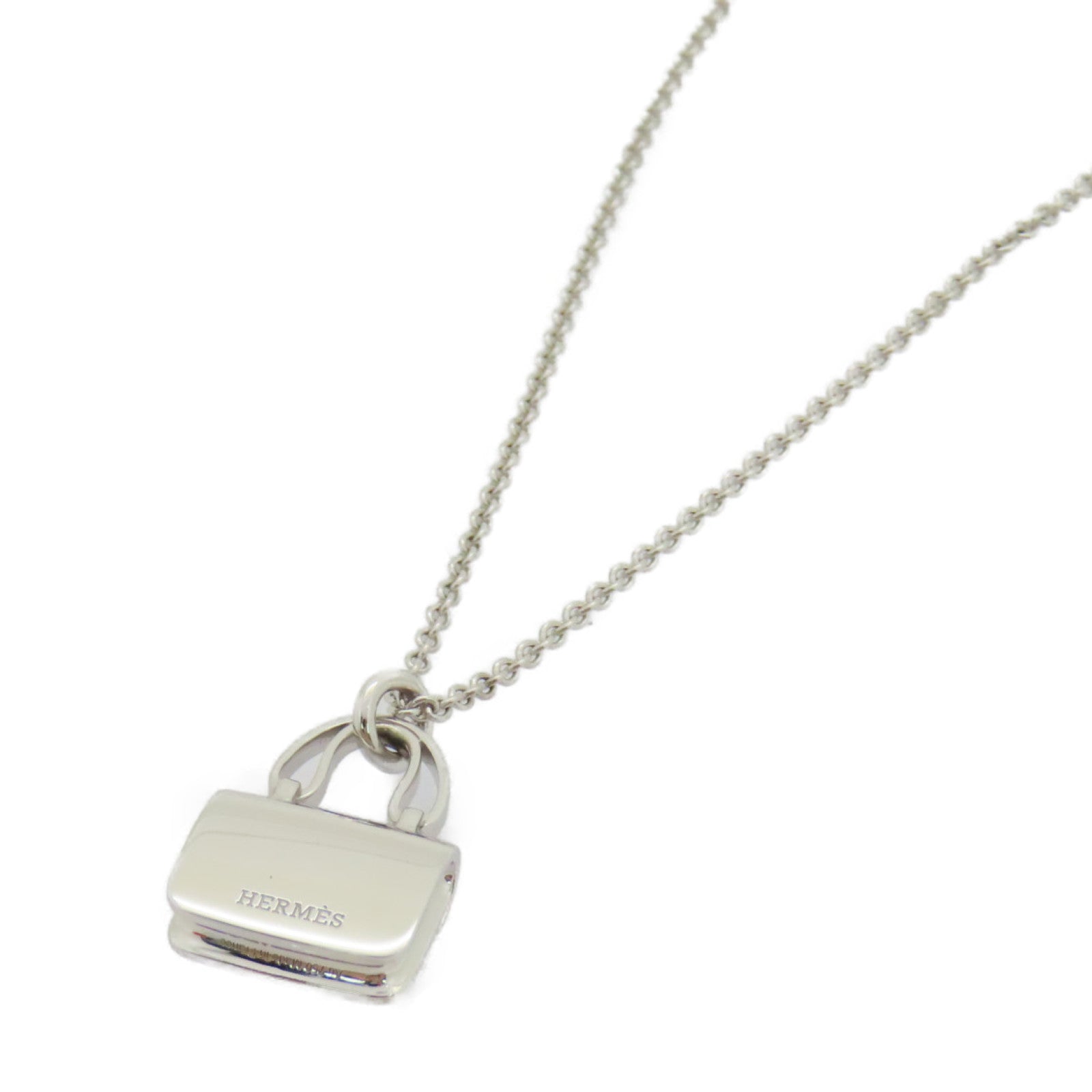 HERMES 18K白金Amuletts Constance Pendant 0.44ct钻石项链