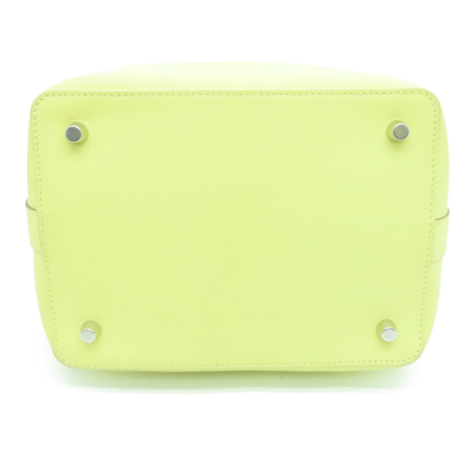 HERMES Swift Leather Tool Box 20 Silver Buckle Handle Shoulder Bag Jaune Poussin Yellow