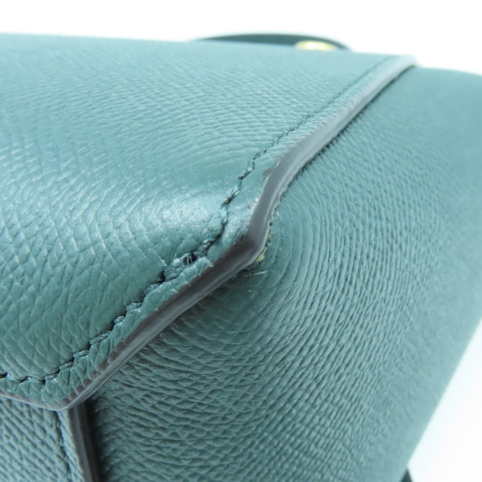 CELINE 牛皮皮革Shoulder Bag金扣手挽肩背兩用袋綠色