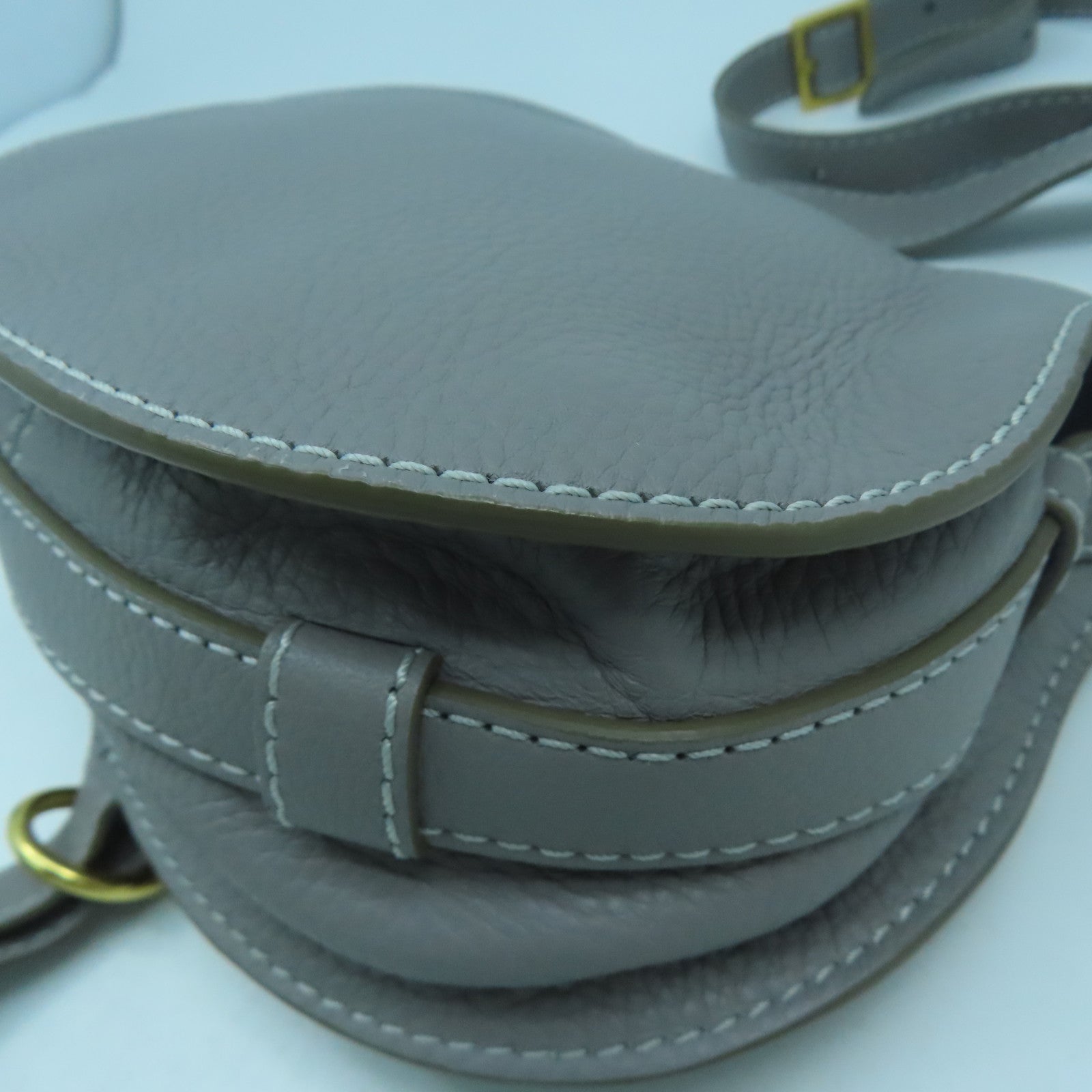 Chloe 牛皮皮革Shoulder Bag金扣肩背袋灰色