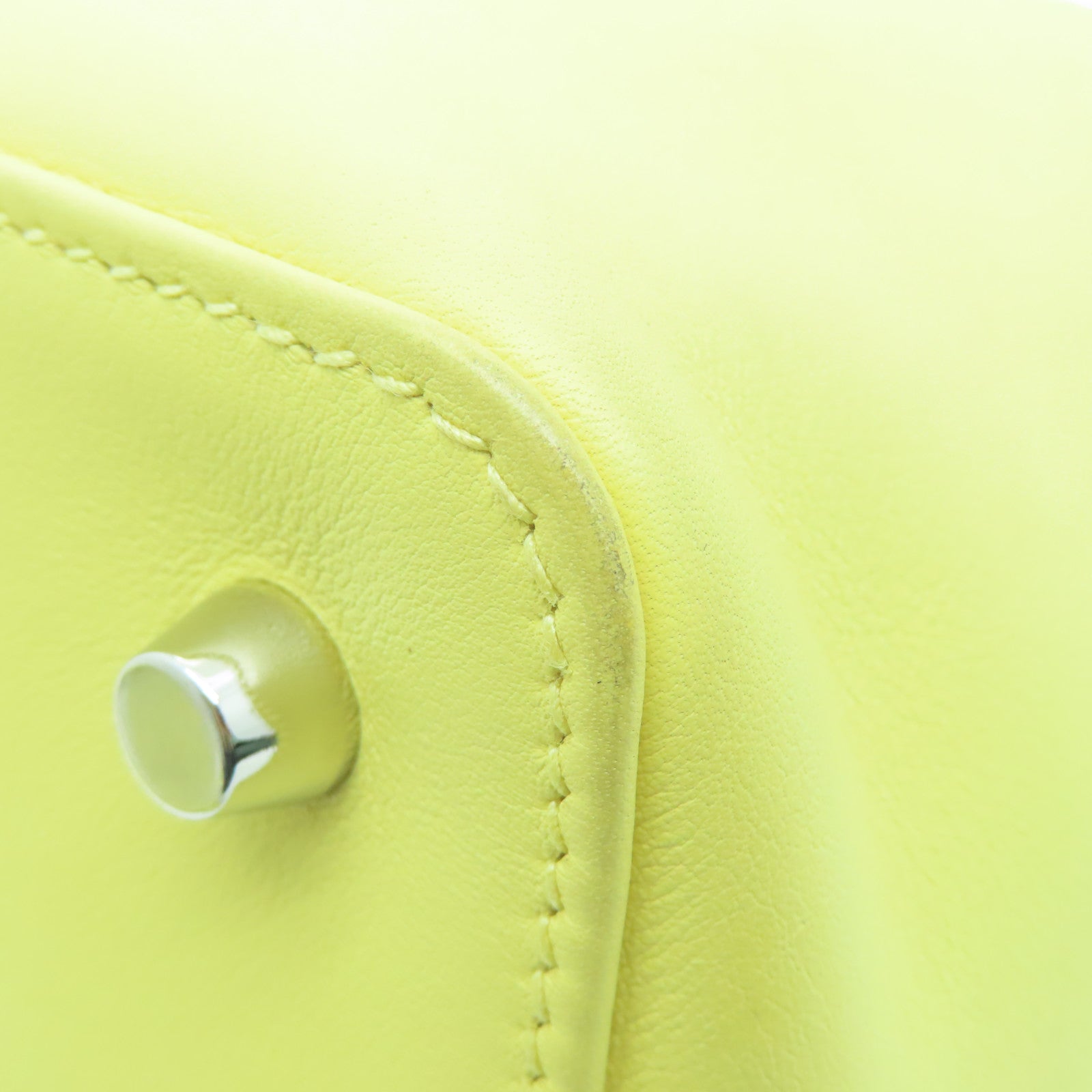 HERMES Swift Leather Tool Box 20 Silver Buckle Handle Shoulder Bag Jaune Poussin Yellow