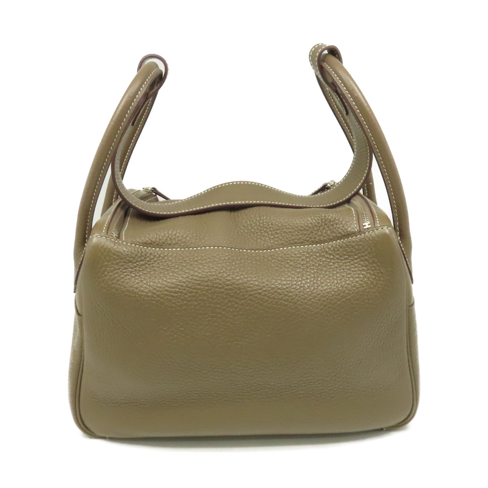 HERMES Clemence皮革Lindy 26 Shoulder Bag銀扣肩背袋Etoupe大象灰色