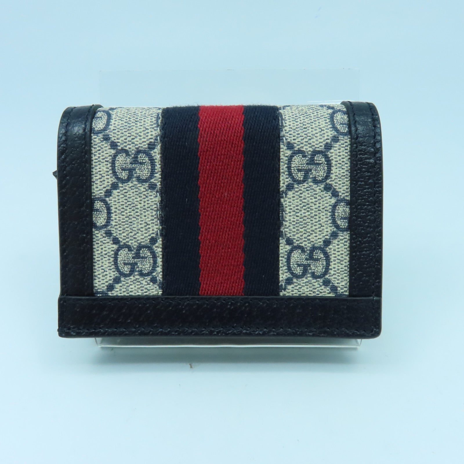 GUCCI 牛皮皮革GG Supreme Wallet銀扣錢包黑色