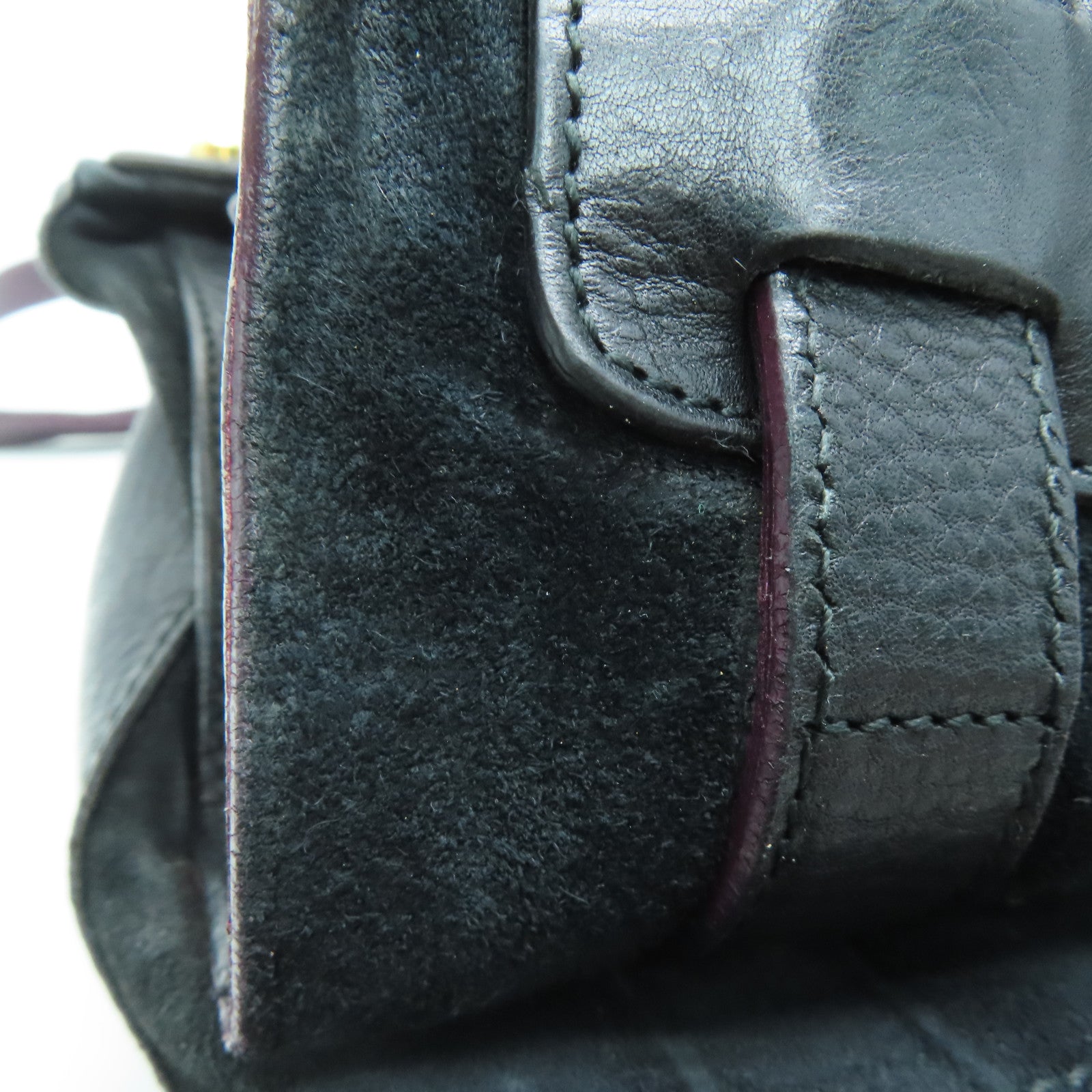 YVES SAINT LAURENT 【激減優惠】牛皮皮革Shoulder Bag手挽肩背兩用袋紫色/黑色