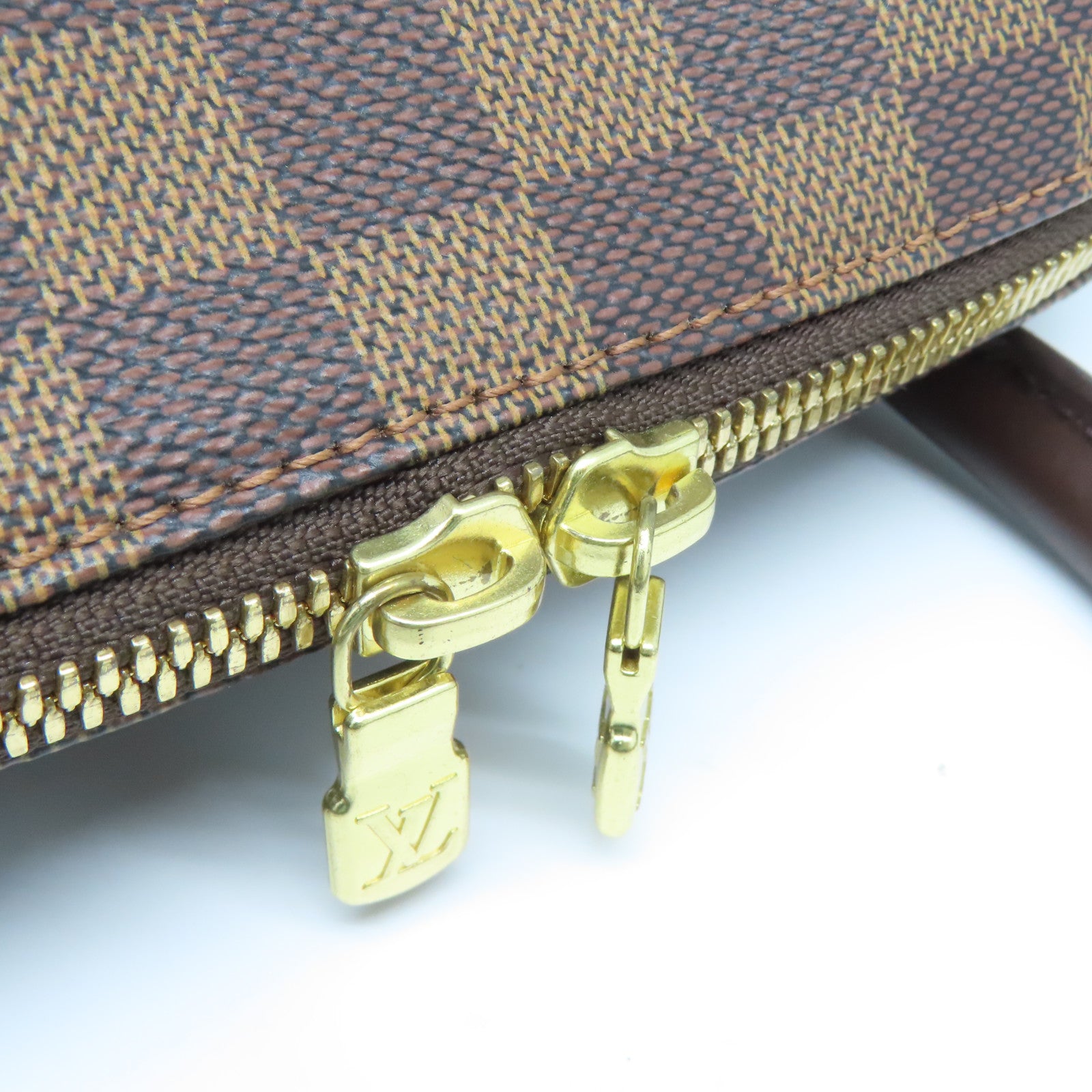 LOUIS VUITTON Damier Ribera MM金扣手挽袋啡色