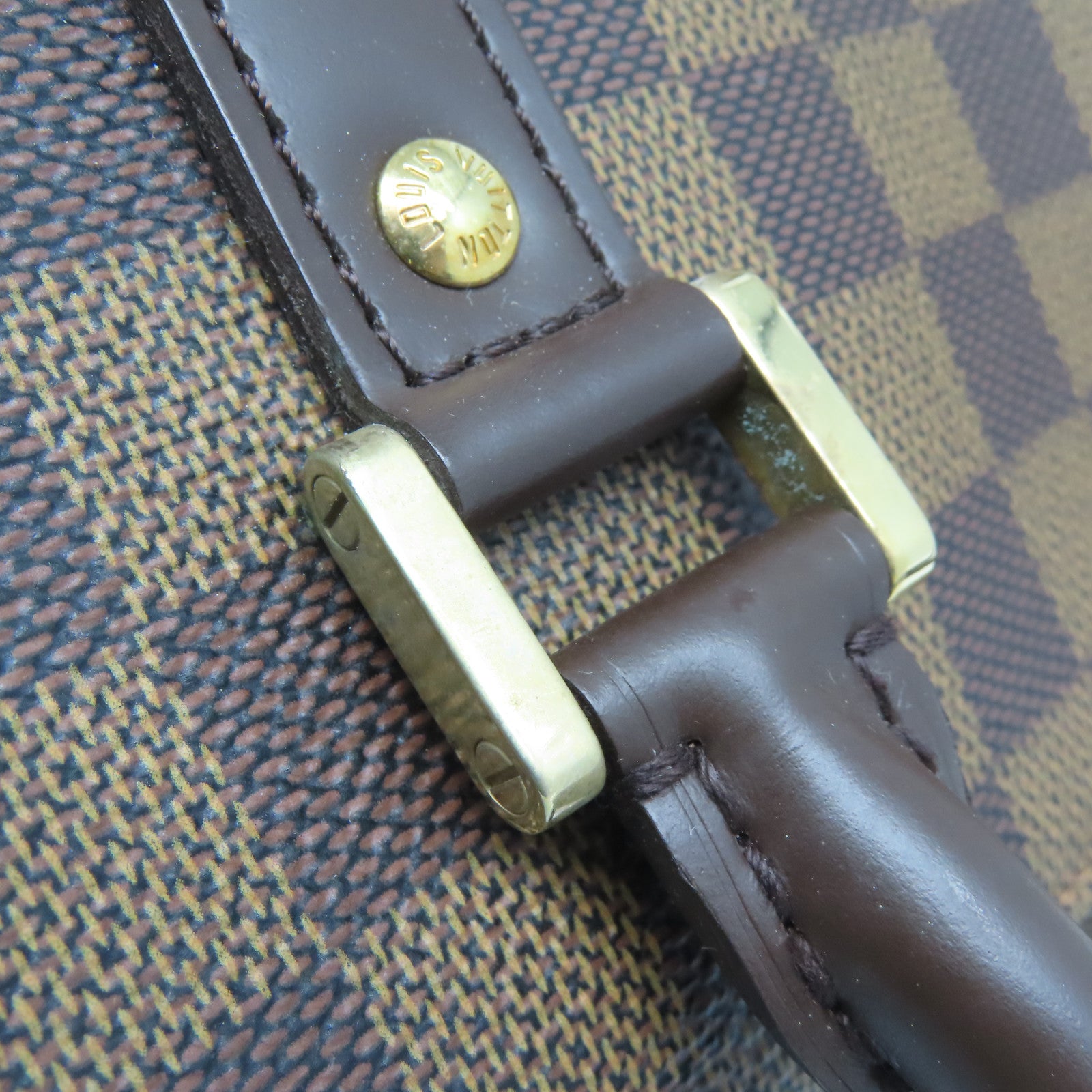 LOUIS VUITTON Damier Ribera MM金扣手挽袋啡色