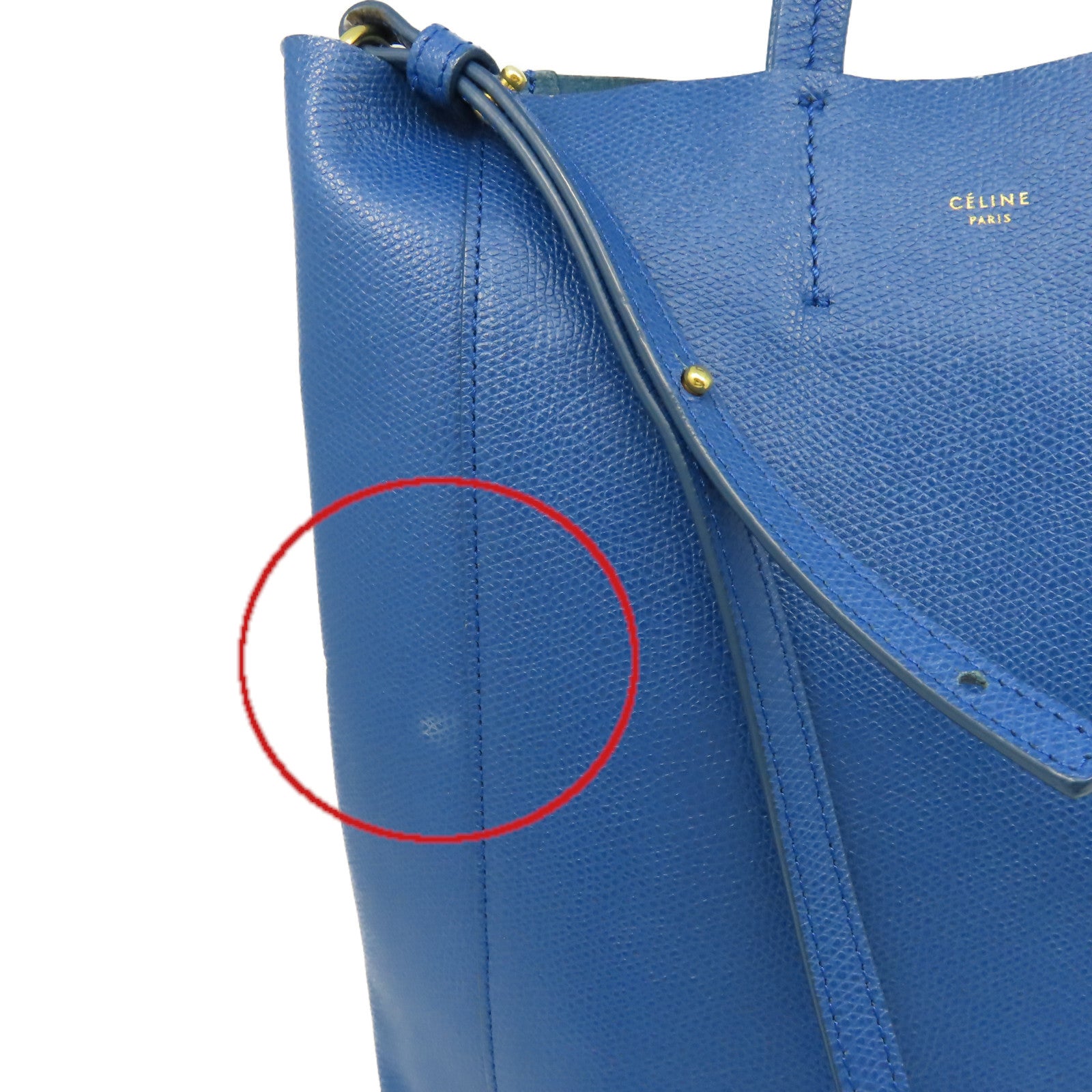CELINE 牛皮皮革Cabas Bag手挽肩背兩用袋藍色