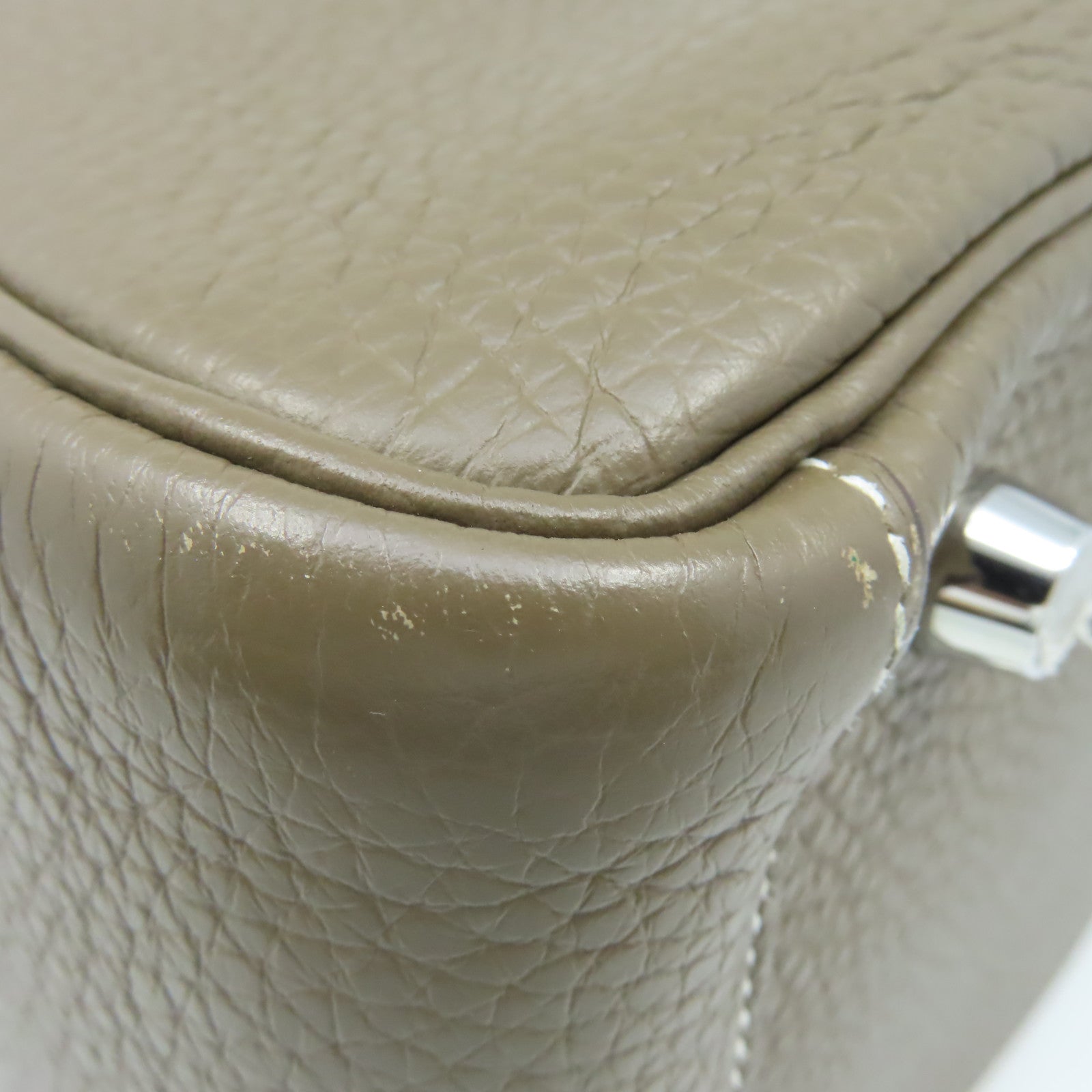 HERMES Clemence皮革Lindy 26 Shoulder Bag銀扣肩背袋Etoupe大象灰色