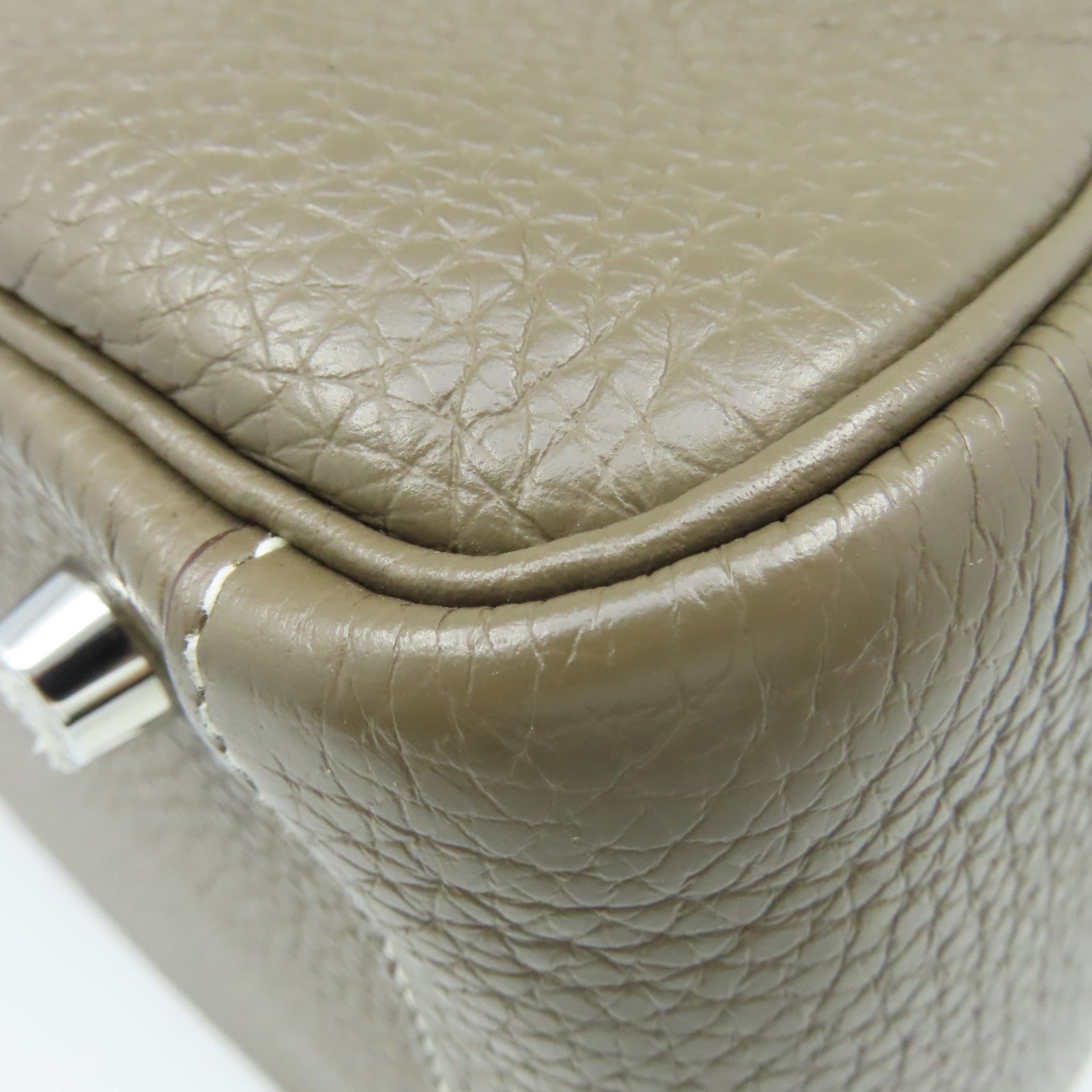 HERMES Clemence皮革Lindy 26 Shoulder Bag銀扣肩背袋Etoupe大象灰色