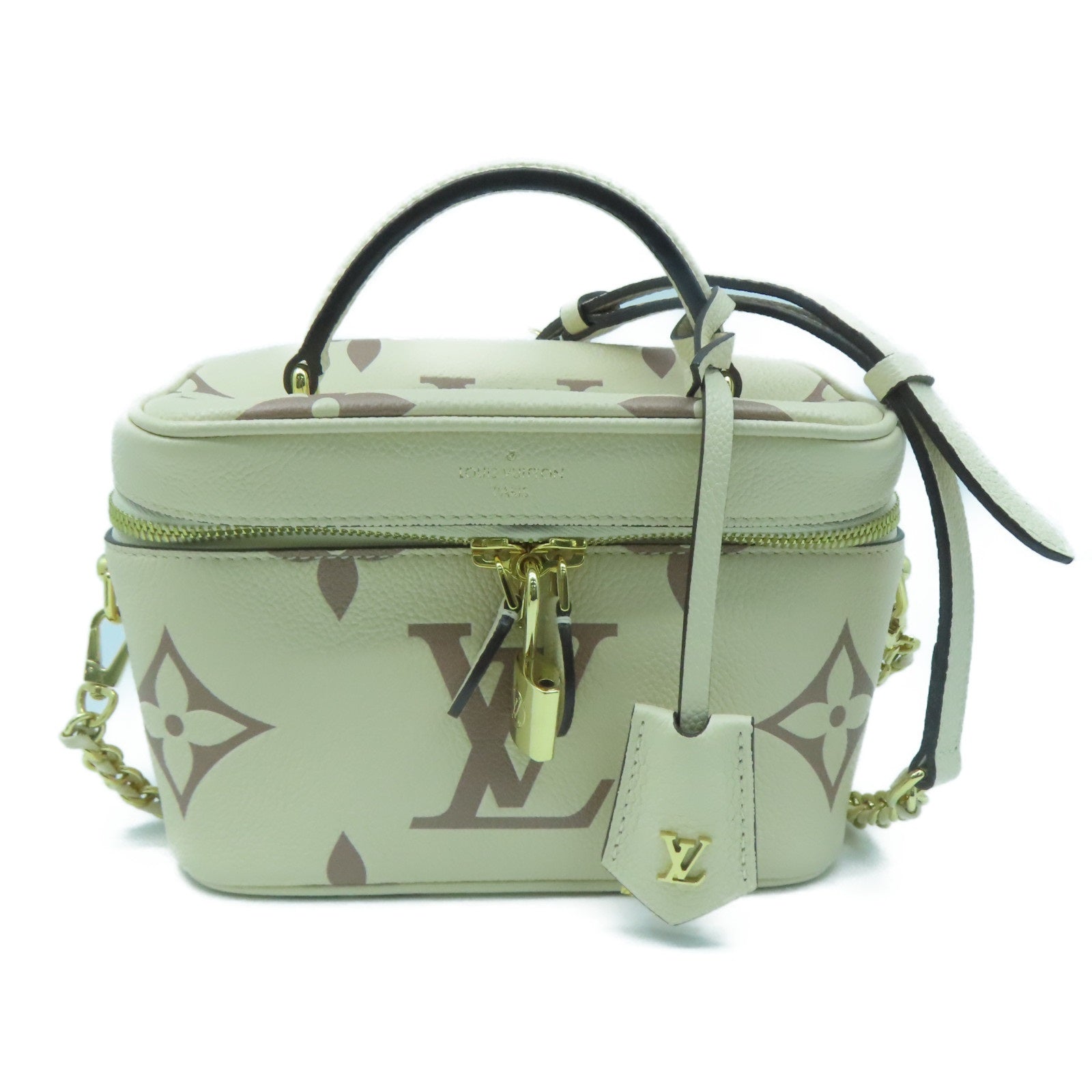 LOUIS VUITTON Empreinte Vanity PM金扣手挽肩背兩用袋米色