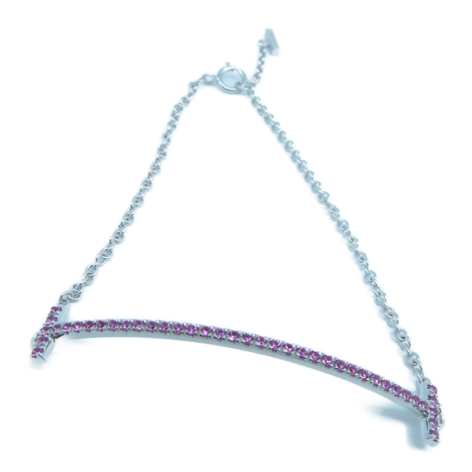 TIFFANY＆CO 18K白金T Smile Pink Sapphire Bracelet 手鐲