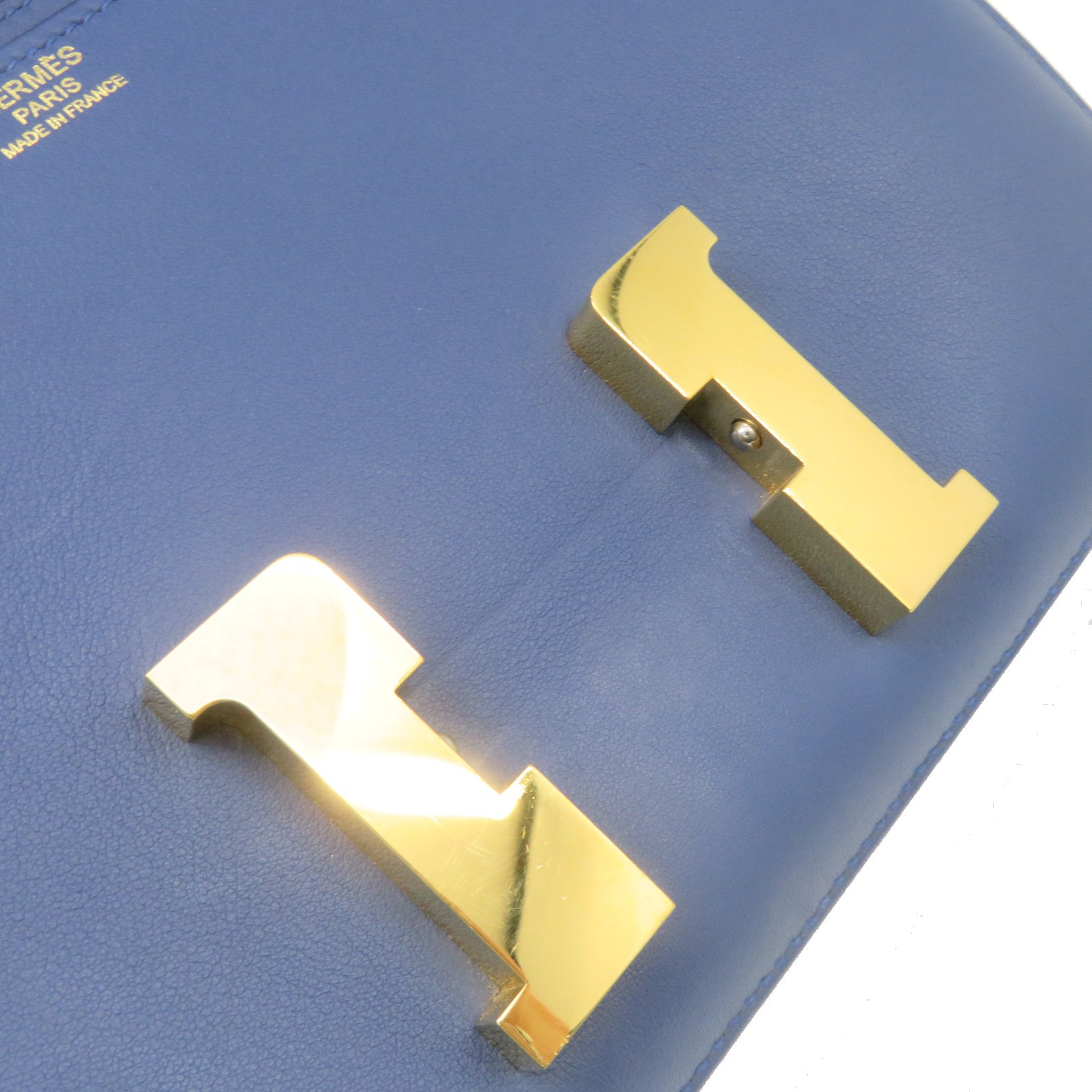 HERMES [Sharp Discount] Swift Leather Constance 24 Shoulder Bag Gold Buckle Shoulder Bag Azur Blue