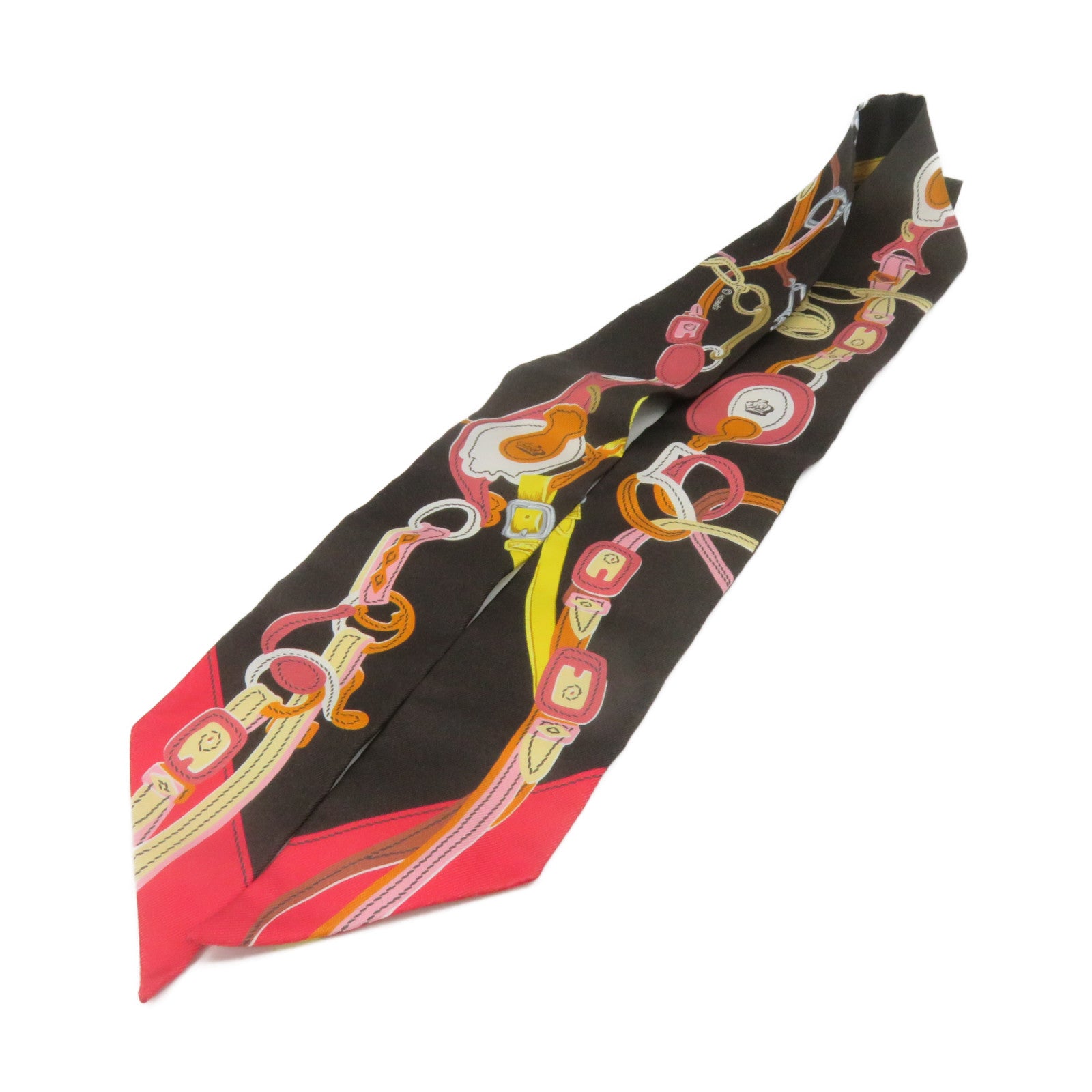 HERMES Silk Twilly Scarf Black/Color