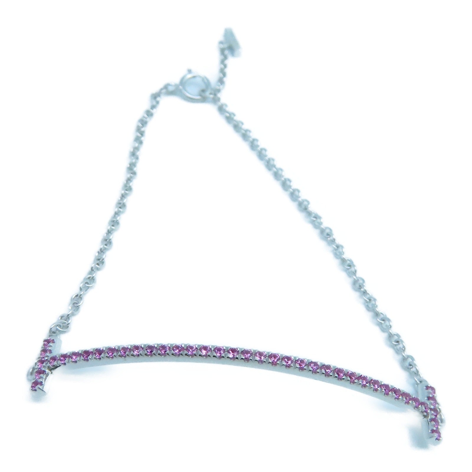 TIFFANY＆CO 18K白金T Smile Pink Sapphire Bracelet 手鐲