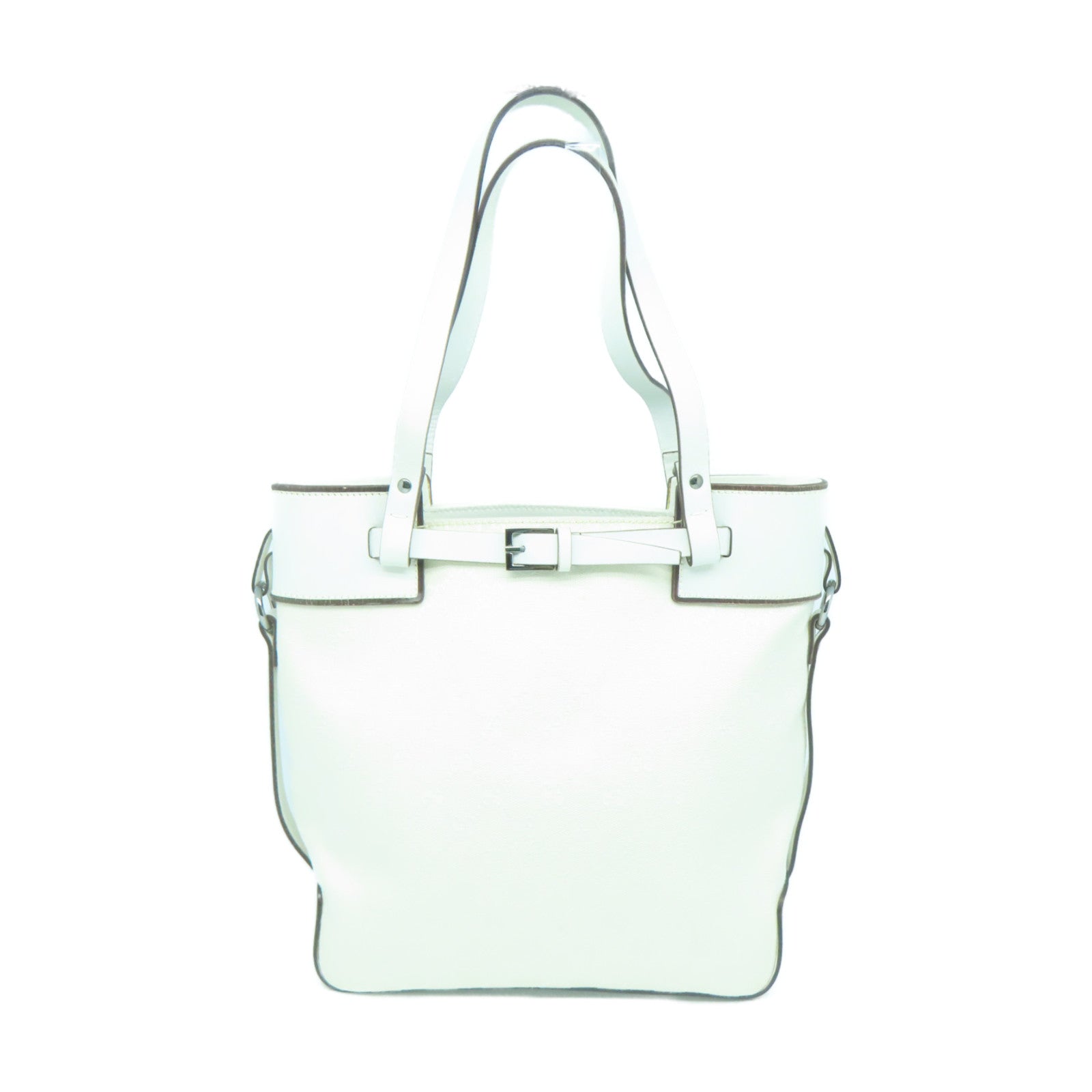 GUCCI 帆布Handbag银扣手挽袋白色