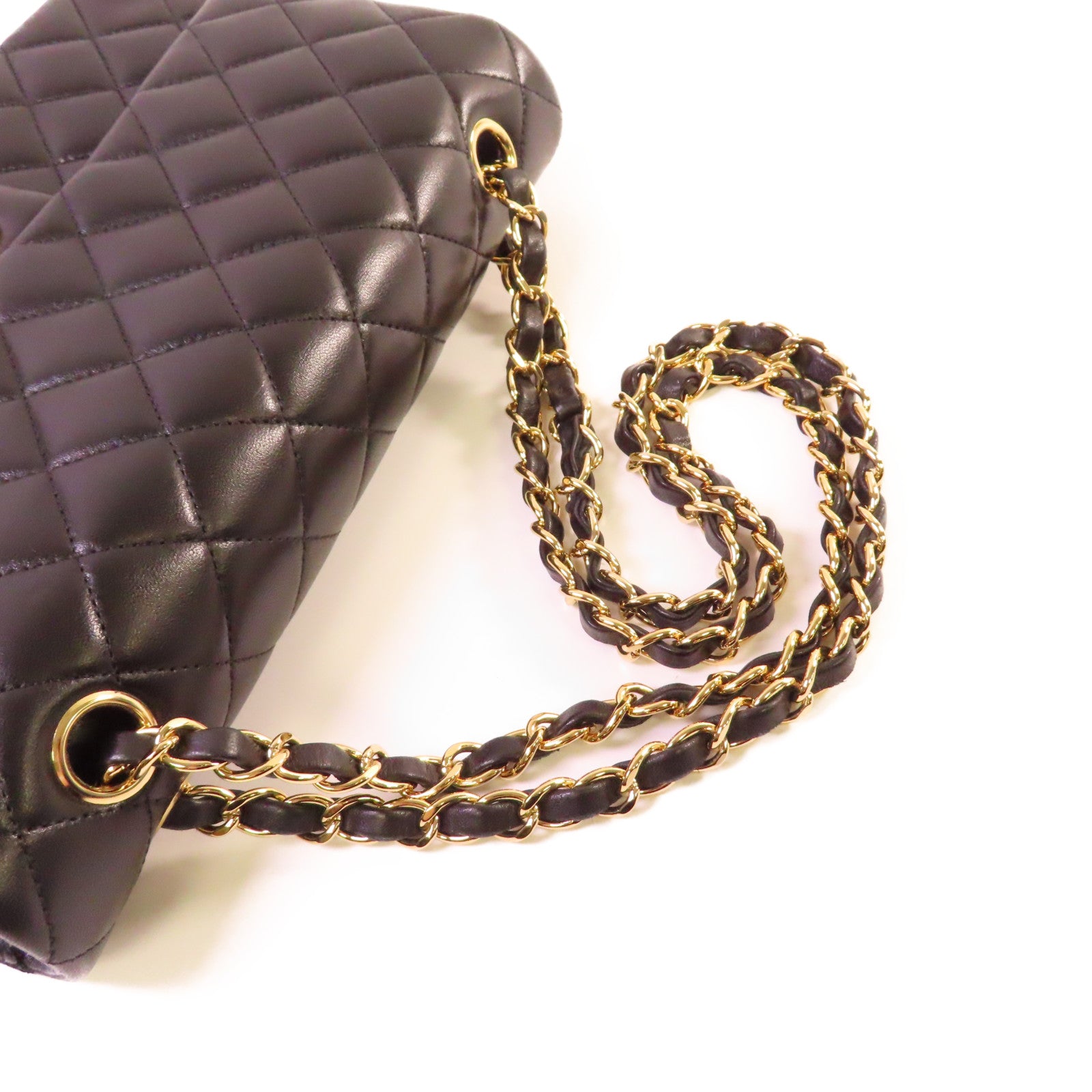 CHANEL 菱格羊皮皮革Classic 25 Chain Shoulder Bag金扣鏈帶肩背袋黑色