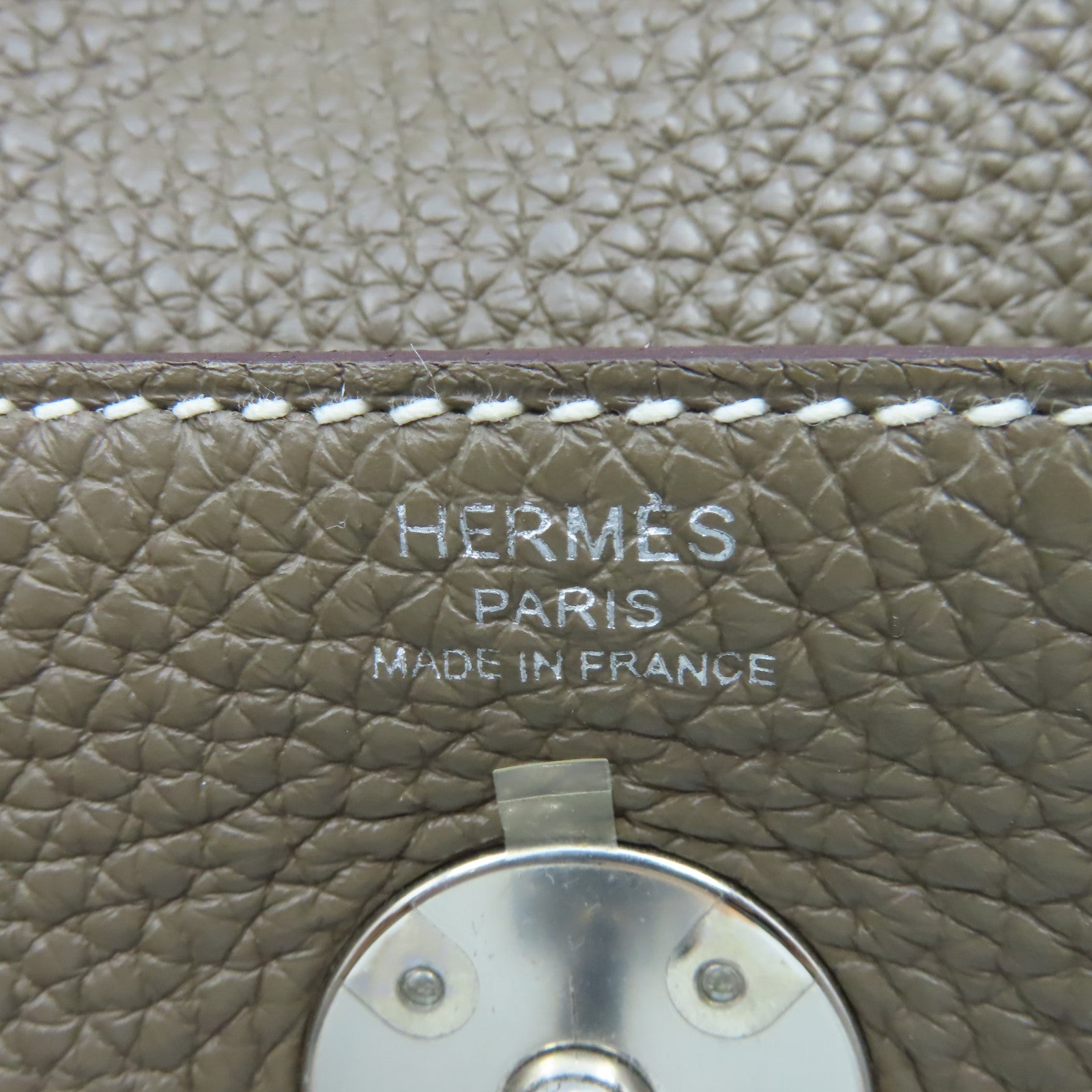 HERMES Clemence皮革Lindy 26 Shoulder Bag銀扣肩背袋Etoupe大象灰色