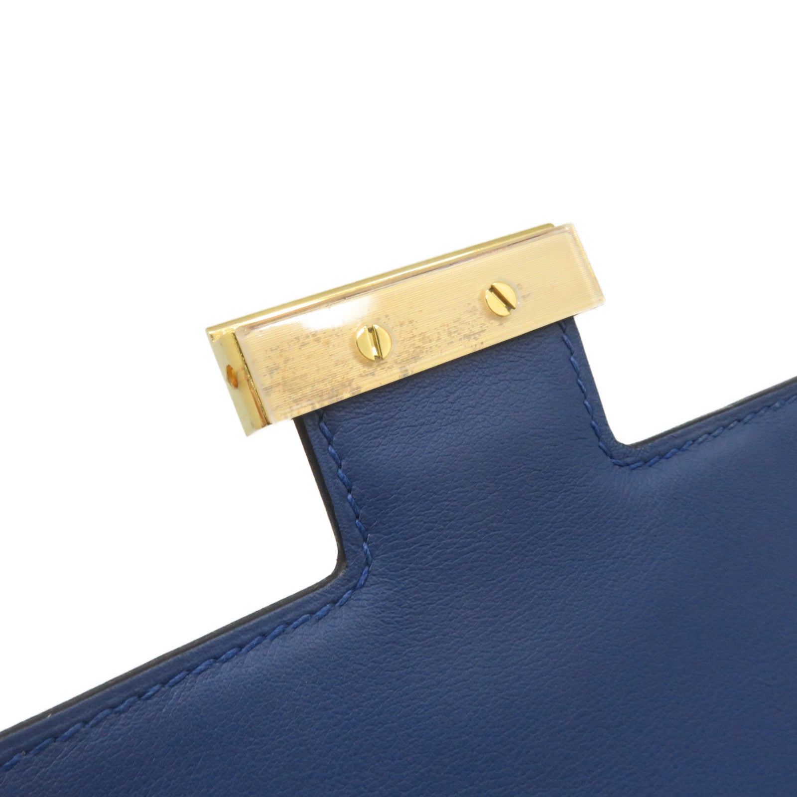 HERMES [Sharp Discount] Swift Leather Constance 24 Shoulder Bag Gold Buckle Shoulder Bag Azur Blue