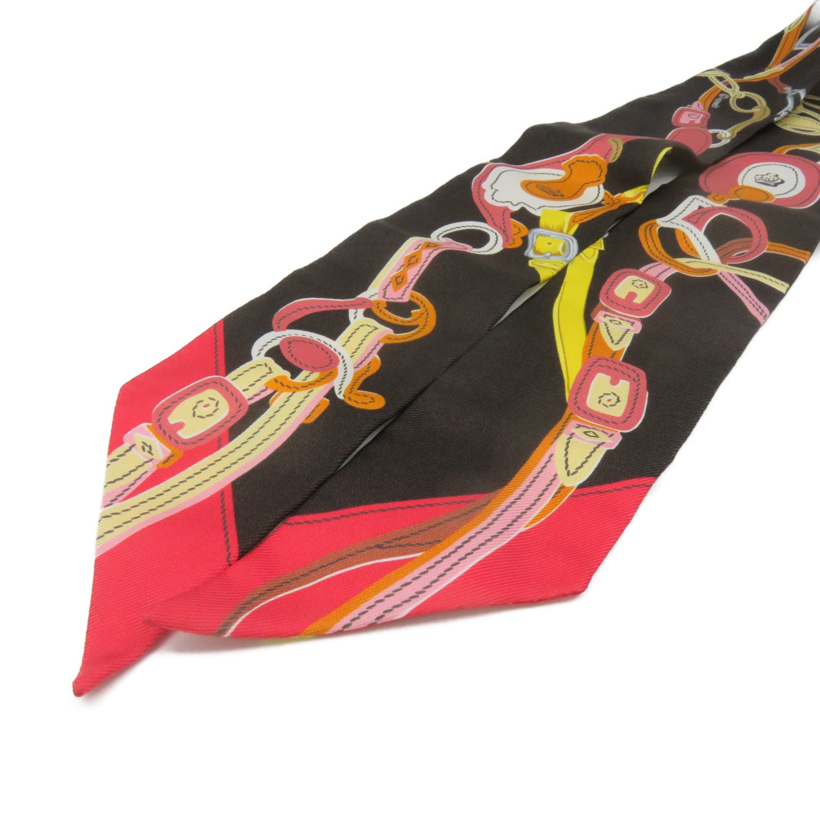 HERMES Silk Twilly Scarf Black/Color
