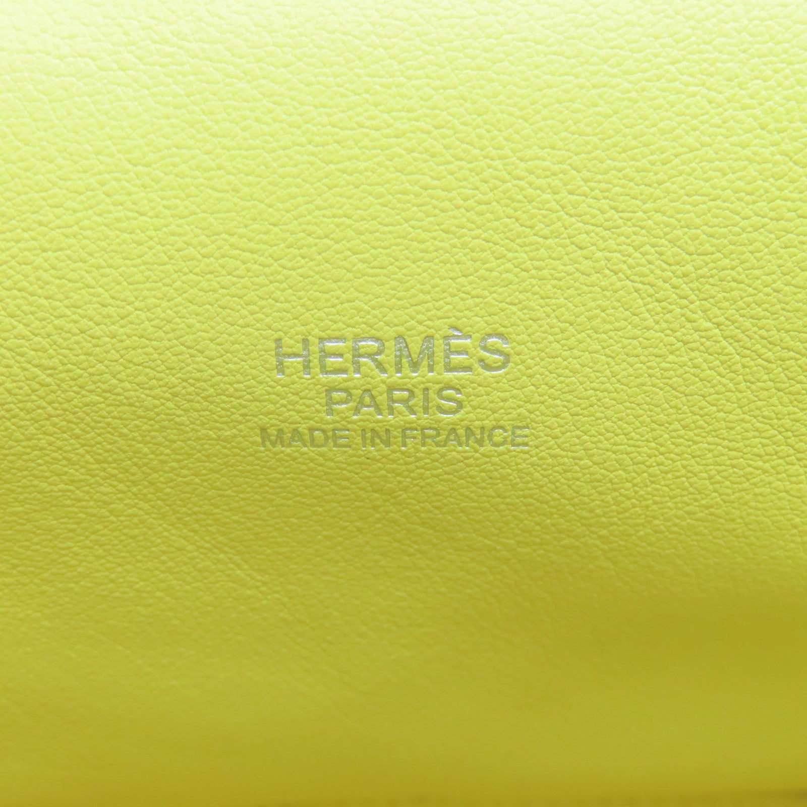 HERMES Swift Leather Tool Box 20 Silver Buckle Handle Shoulder Bag Jaune Poussin Yellow