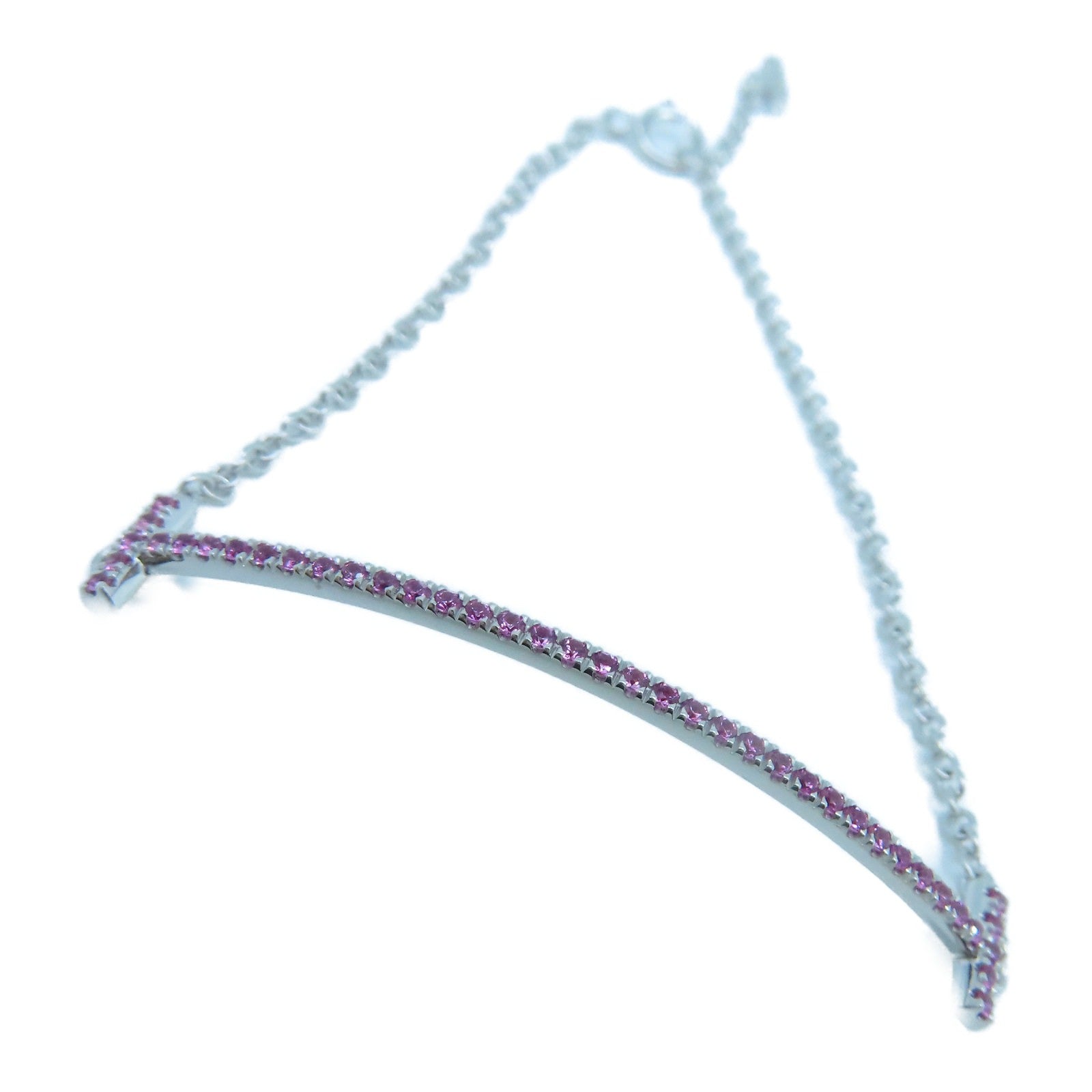 TIFFANY＆CO 18K白金T Smile Pink Sapphire Bracelet 手鐲