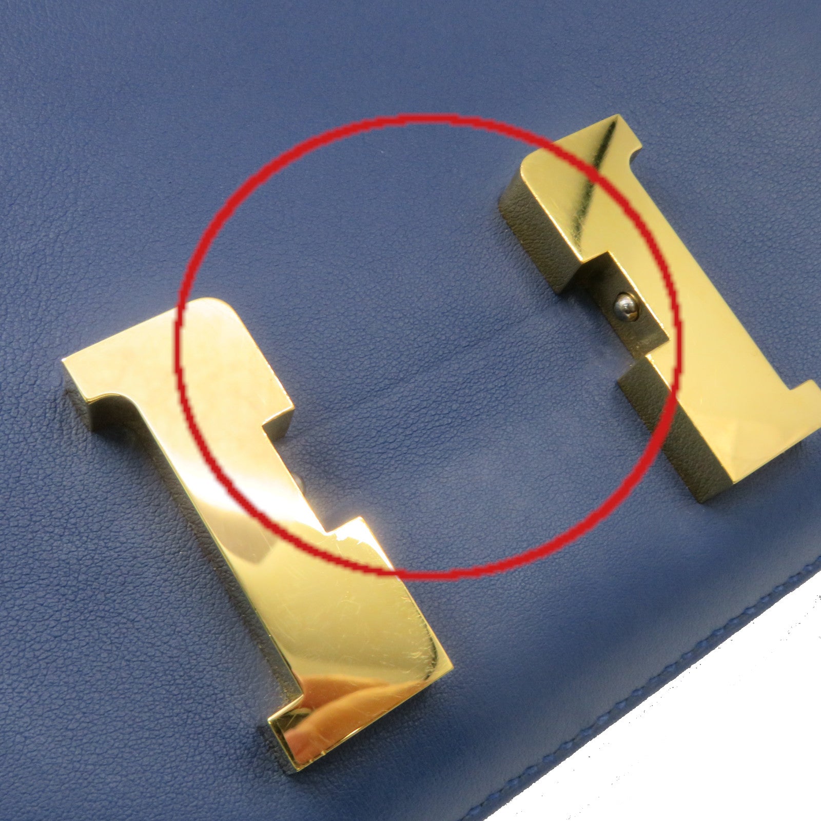 HERMES [Sharp Discount] Swift Leather Constance 24 Shoulder Bag Gold Buckle Shoulder Bag Azur Blue