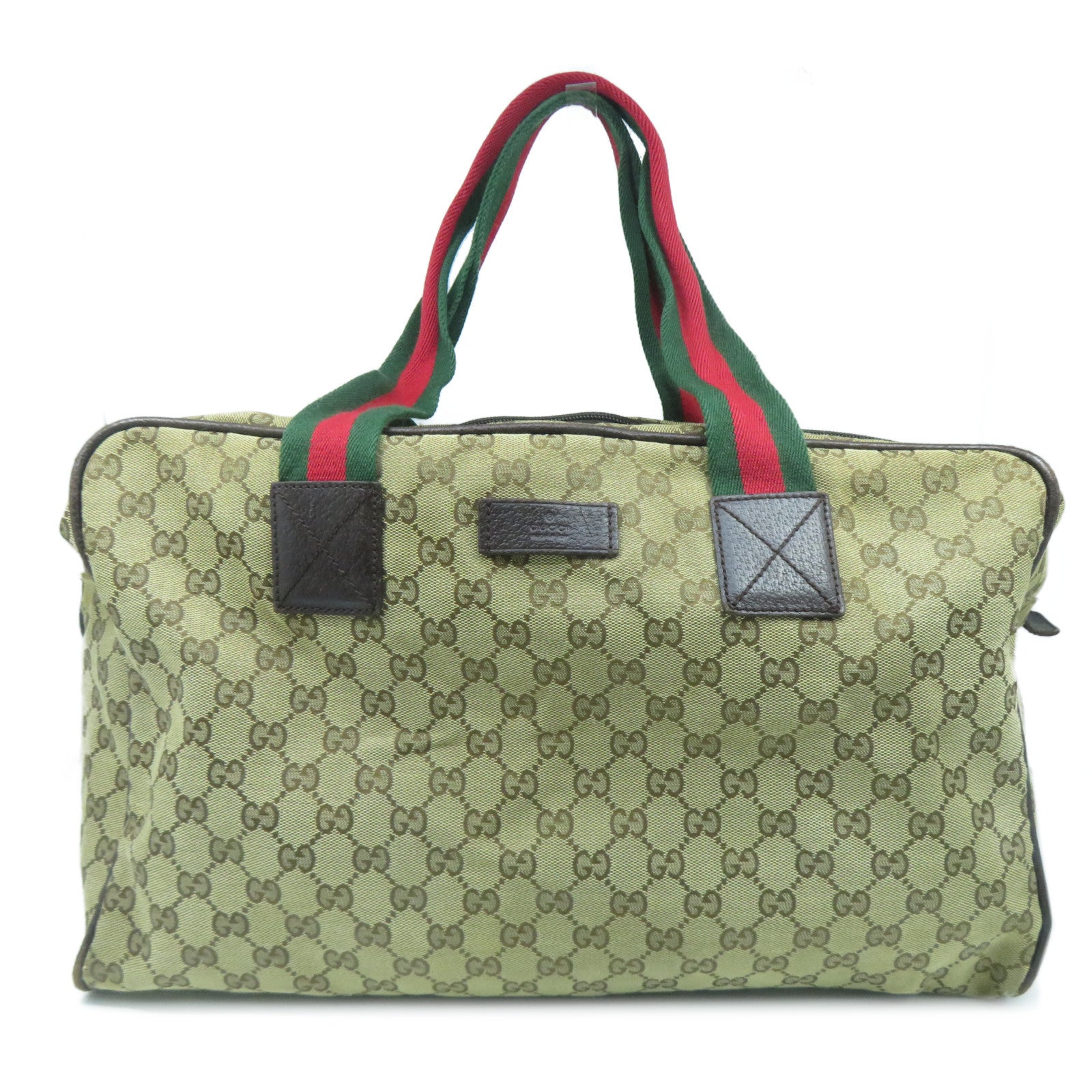 GUCCI 帆布Tote Bag銀扣手挽袋啡色