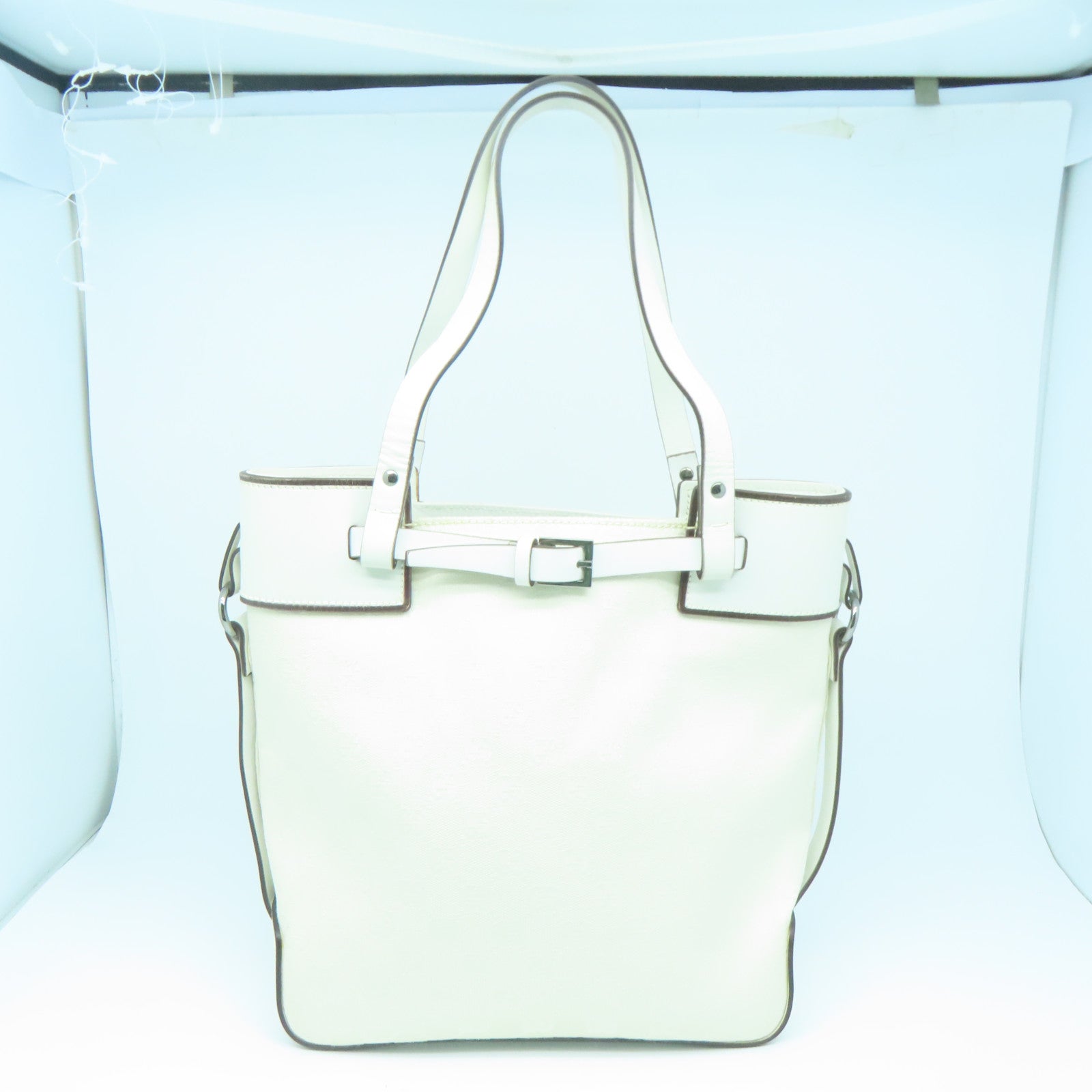 GUCCI 帆布Handbag银扣手挽袋白色