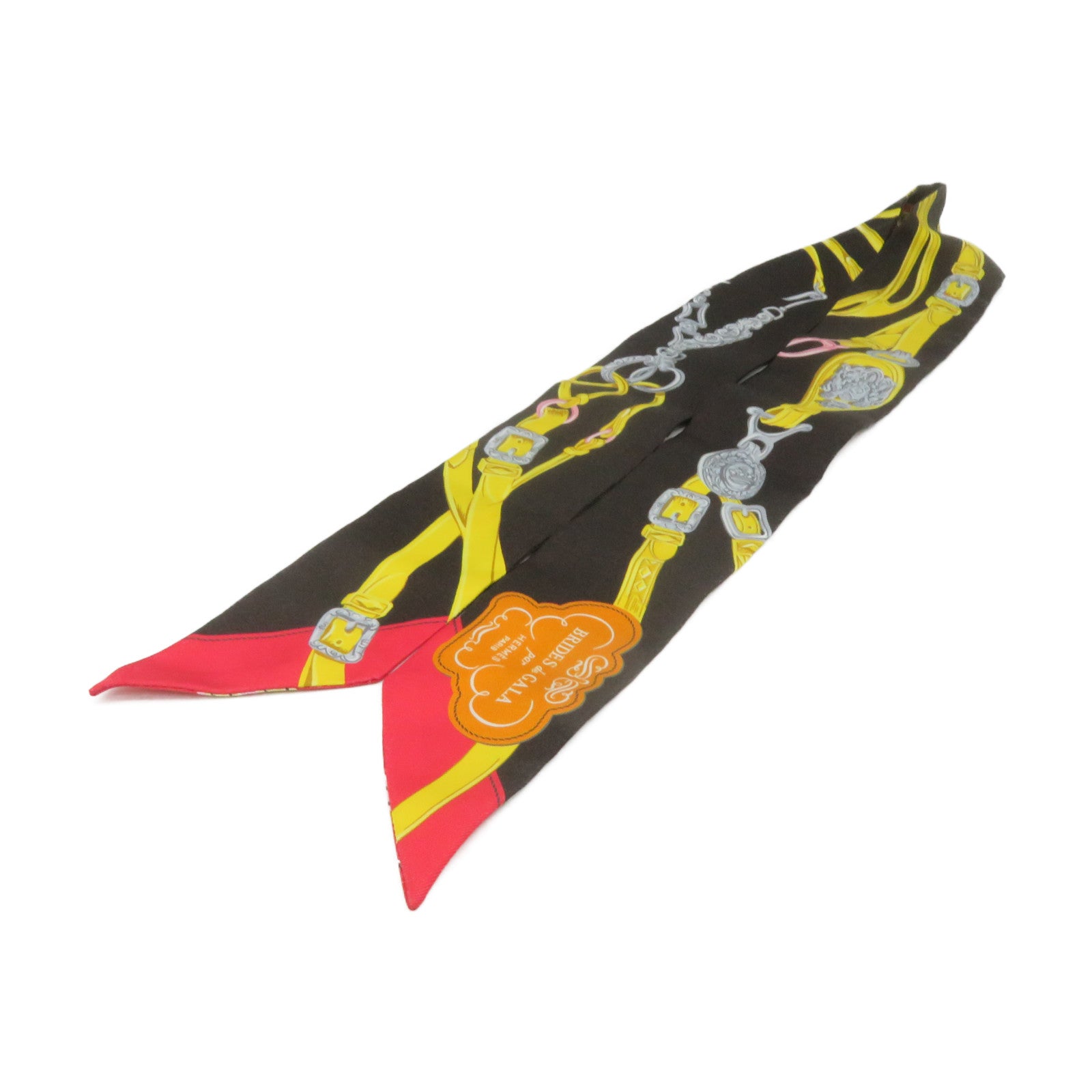 HERMES Silk Twilly Scarf Black/Color