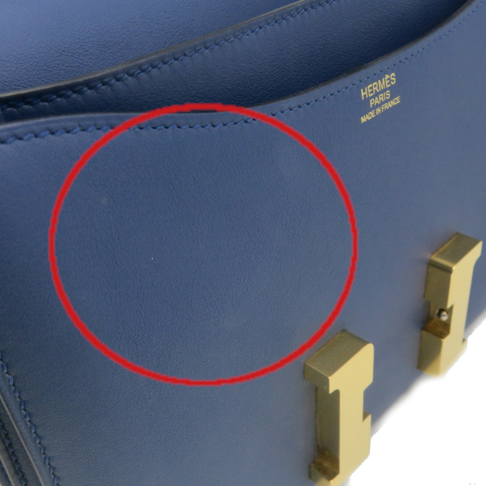HERMES [Sharp Discount] Swift Leather Constance 24 Shoulder Bag Gold Buckle Shoulder Bag Azur Blue